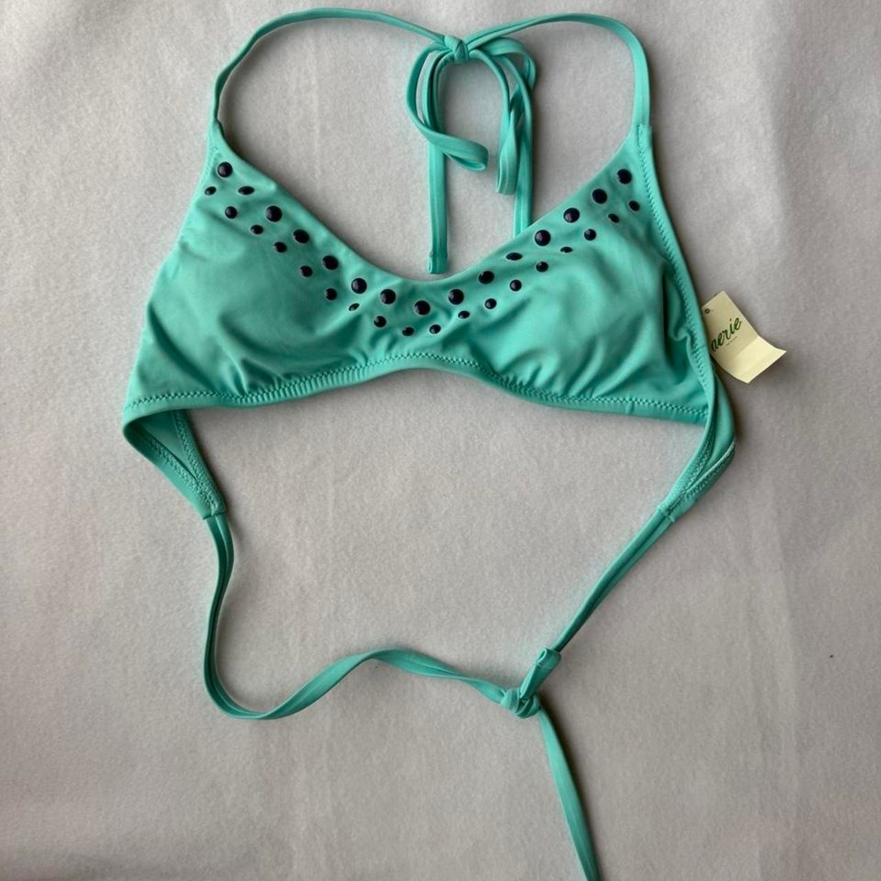 NWT Aerie Real Good Mint Green Studded Bikini Top Size Small UPF 50
