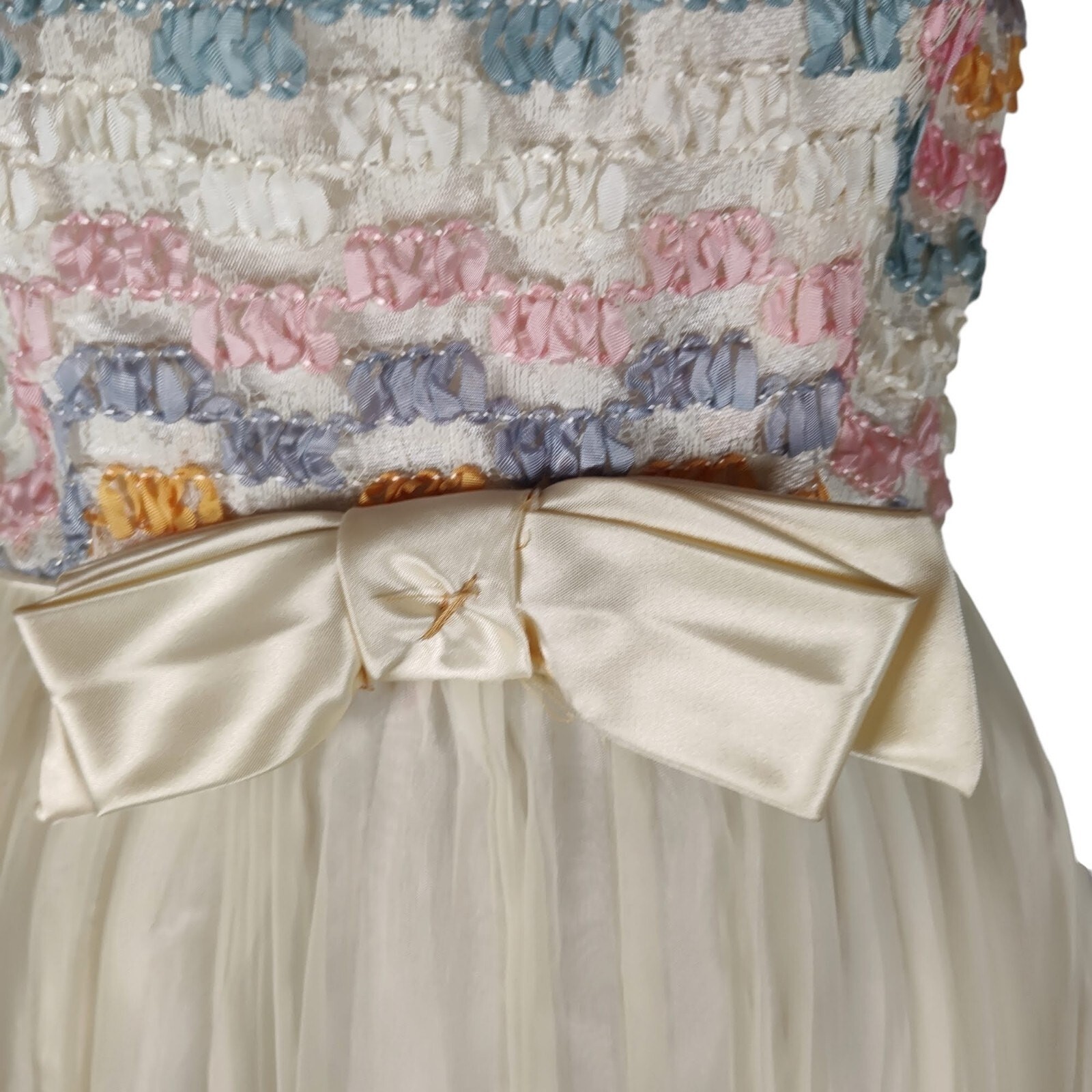 Vintage 60s Pastel Chiffon Party Dress Coquette Balletcore Fit Flare 6
