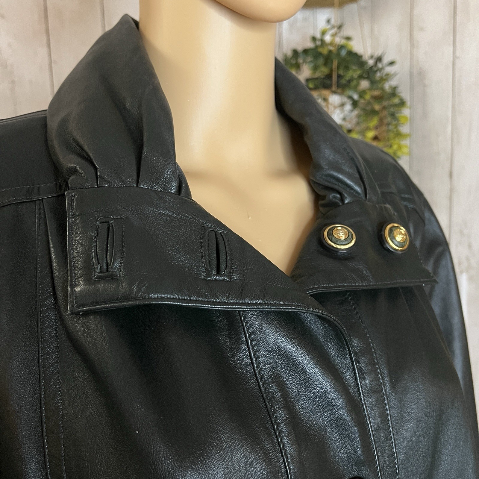 Black Leather Jacket Lightweight Coat Vera Pelle Medium Lined Italian Made