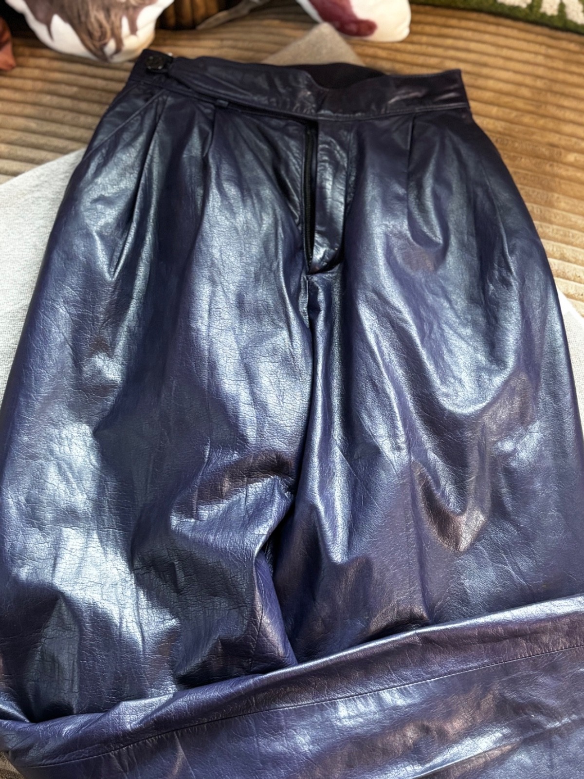 Vintage 1980s Leather Pants Liz Roberts Robert Elliot Natural Comfort Pockets