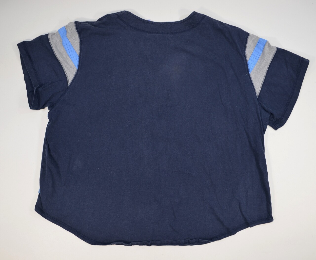 VTG Y2K Disney Winnie the Pooh Baseball Jersey Shirt Woman Size 28W Navy Blue