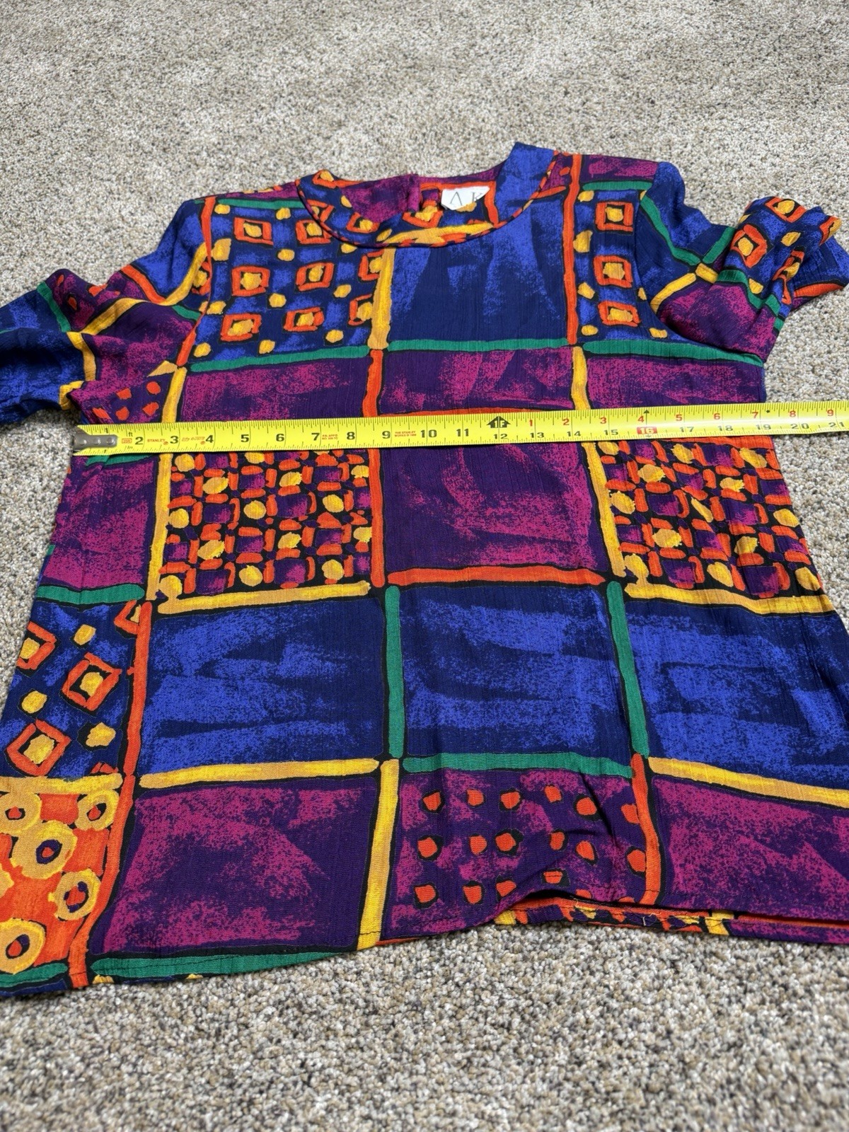 Vintage Top Funky Colors USA 80s 90s Artsy Hippie Indie Sz Medium