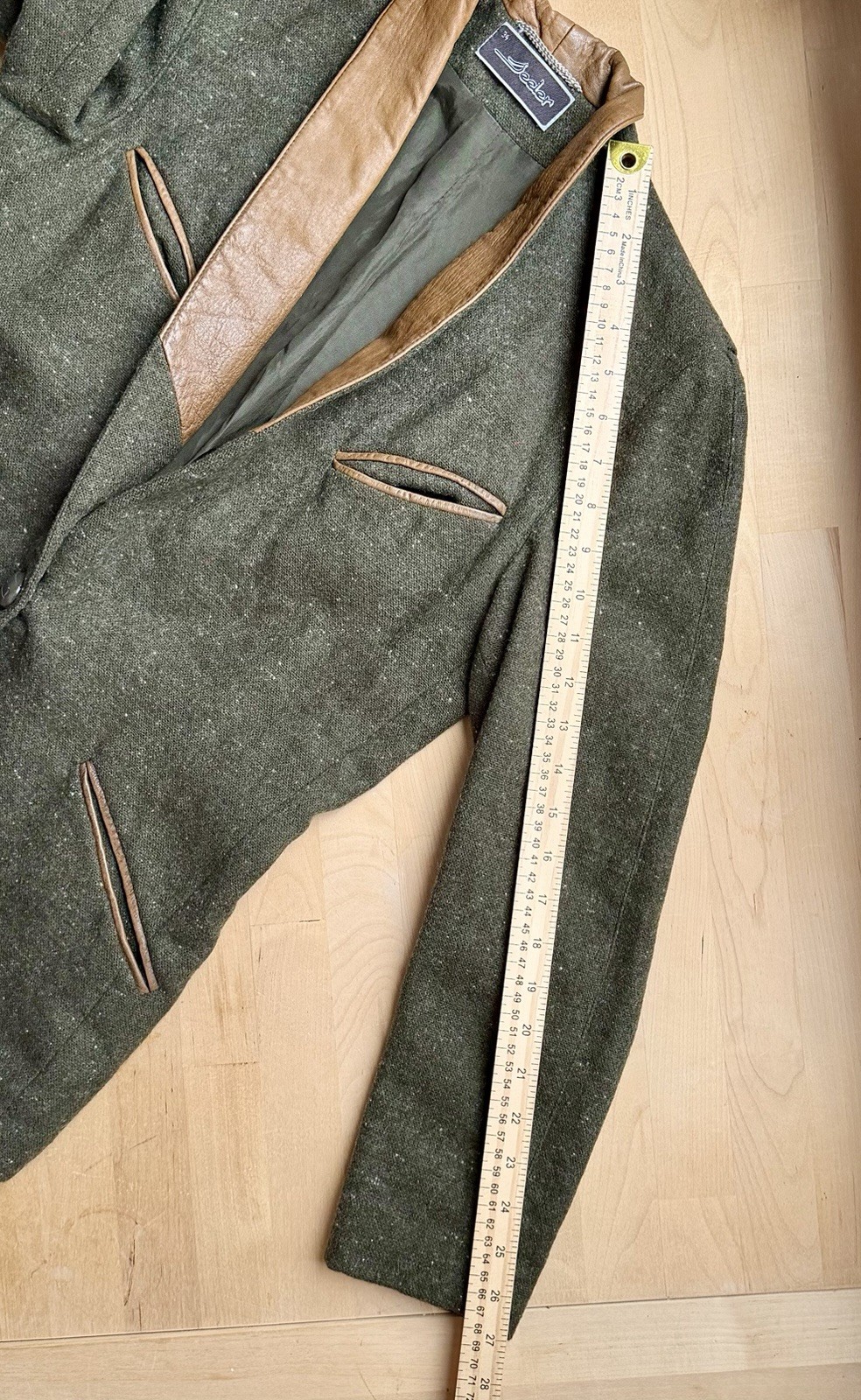 Vintage SEELER West Germany Wool Jacket Nappa Leather Field Coat Trachten Blazer