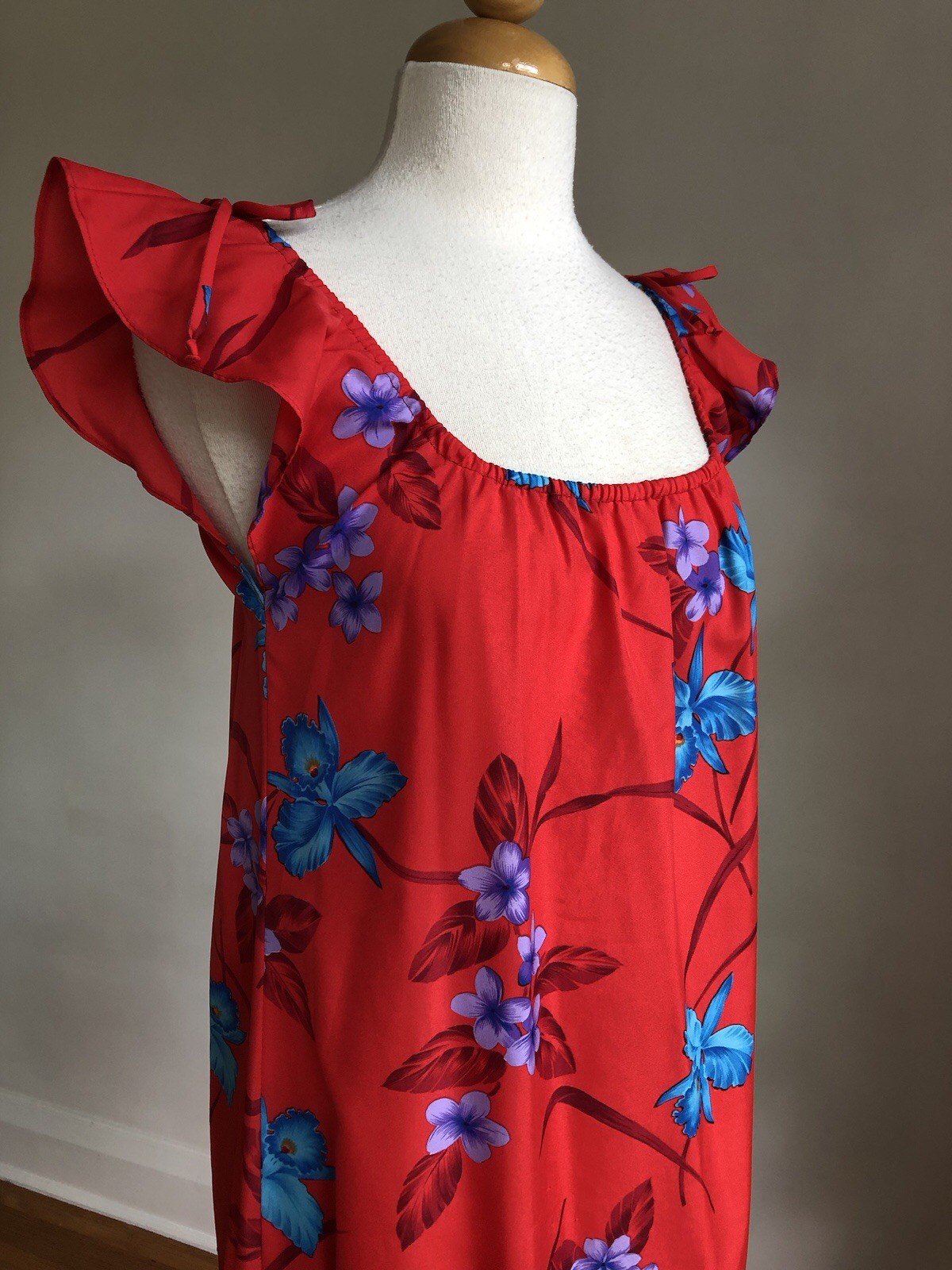 ADORABLE VTG ROYAL HAWAIIAN Made In Hawaii Red Floral Tropical Aloha Sundress 6