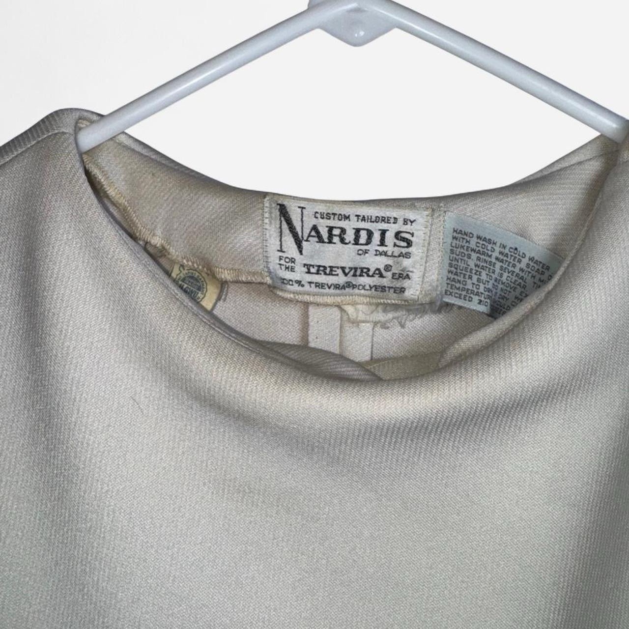 Vintage Nardis of Dallas Cream Cape Dress Size 12 Mod 60s Trevira Polyester