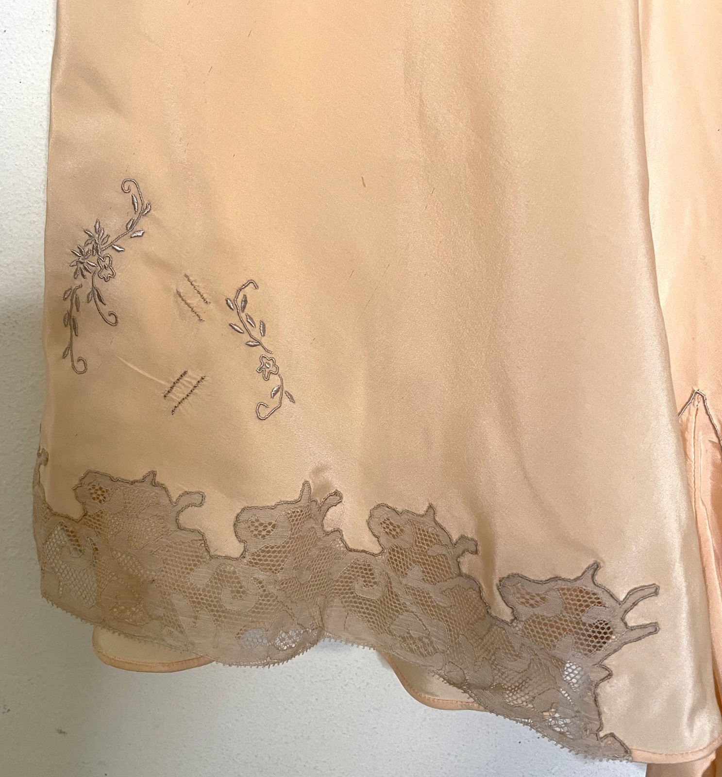 Antique 20s Pink Peach Silk Panties S M NOS Button Side Tap Pants Lace Embr