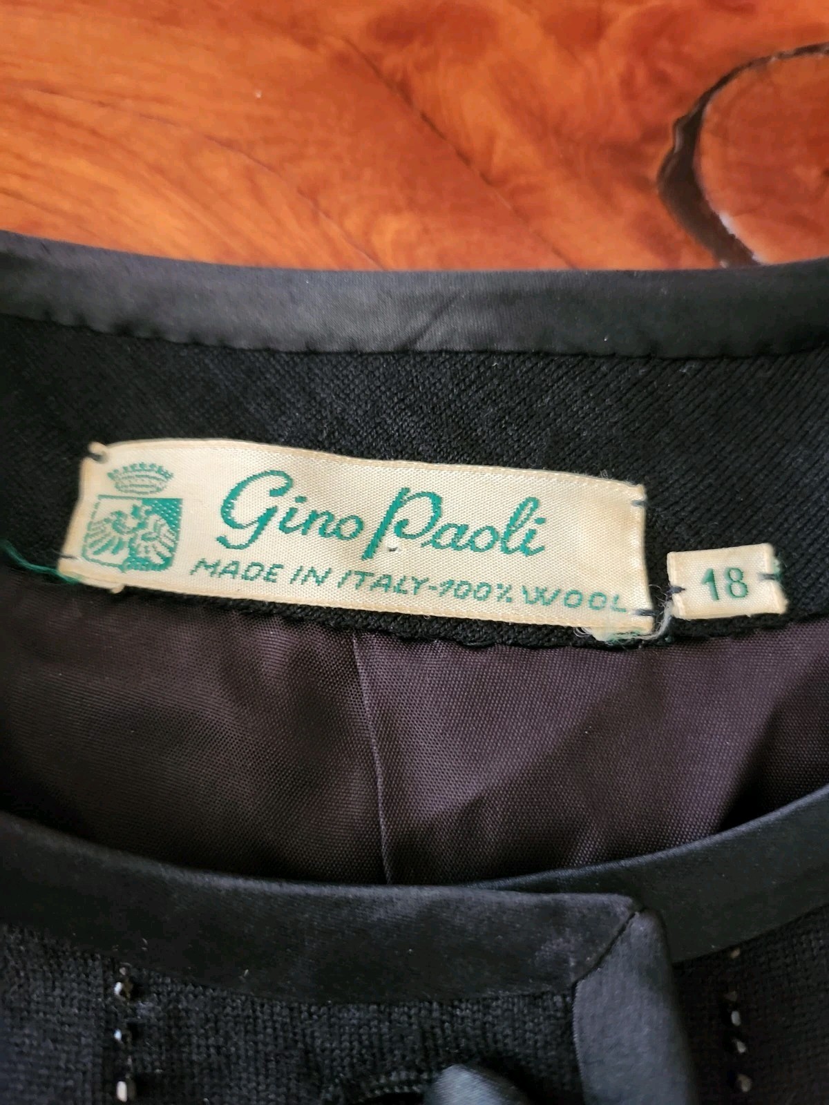 Vintage Gino Paoli Sweater Beaded Black Wool Button Up Knit 3/4 Sleeve Lined
