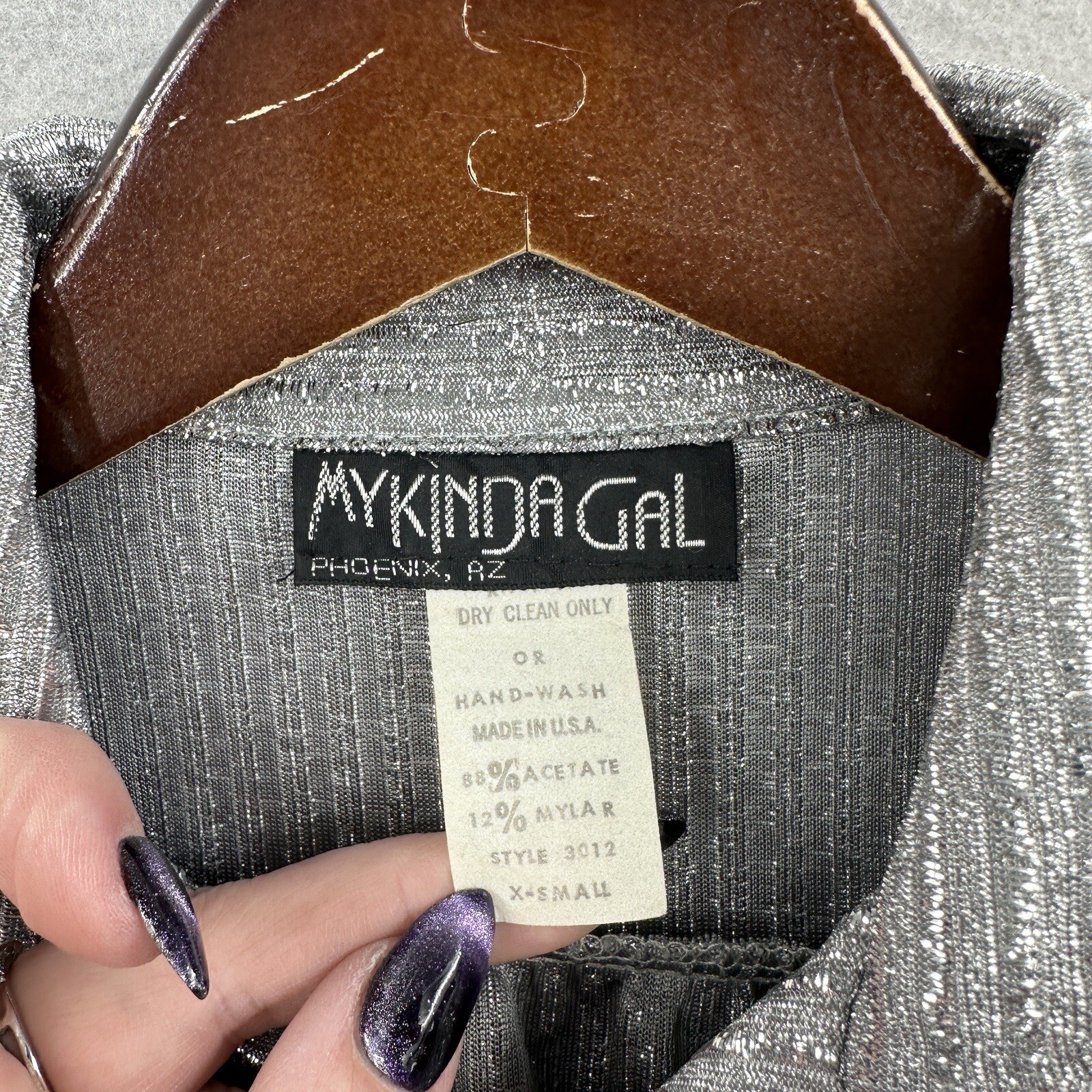 VTG My Kinda Gal Blouse Women XS Metallic Phoenix Arizona USA Cottagecore Button
