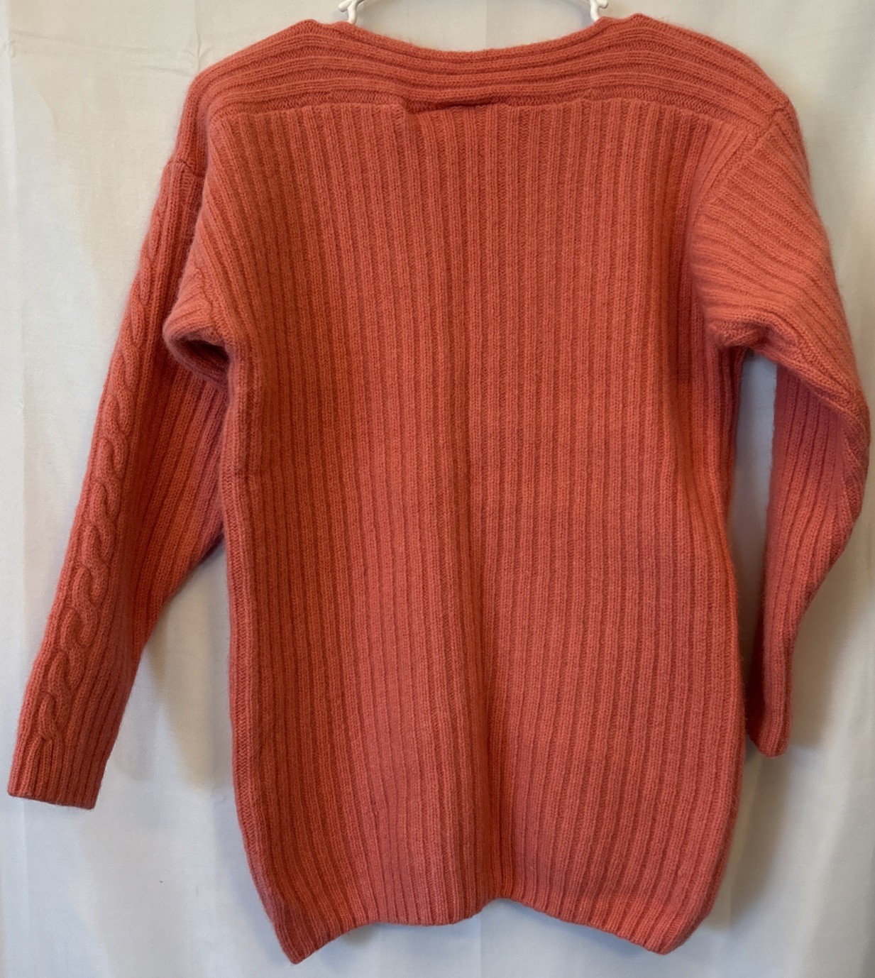 Vtg Clifford & Wills Pink Coral Cable Knit Sweater Lambswool Rabbit BoatNeck S