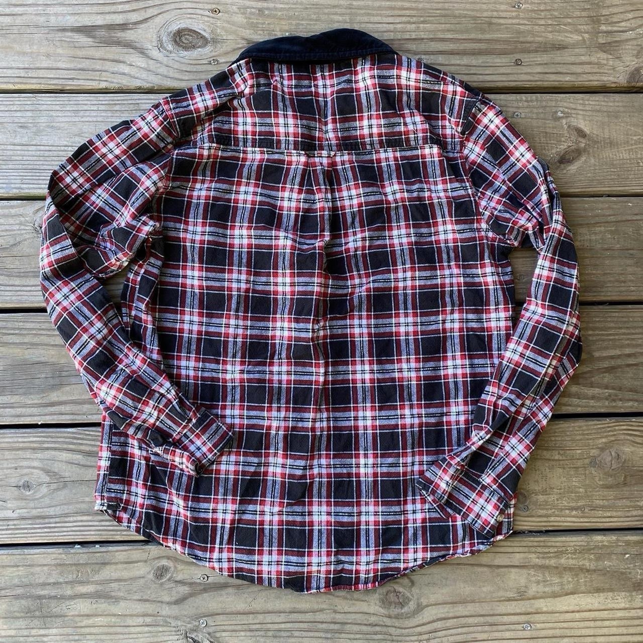 VTG Bobbie Brooks Plaid Ice Skate Snowflake Button Up with Velour Collar – L