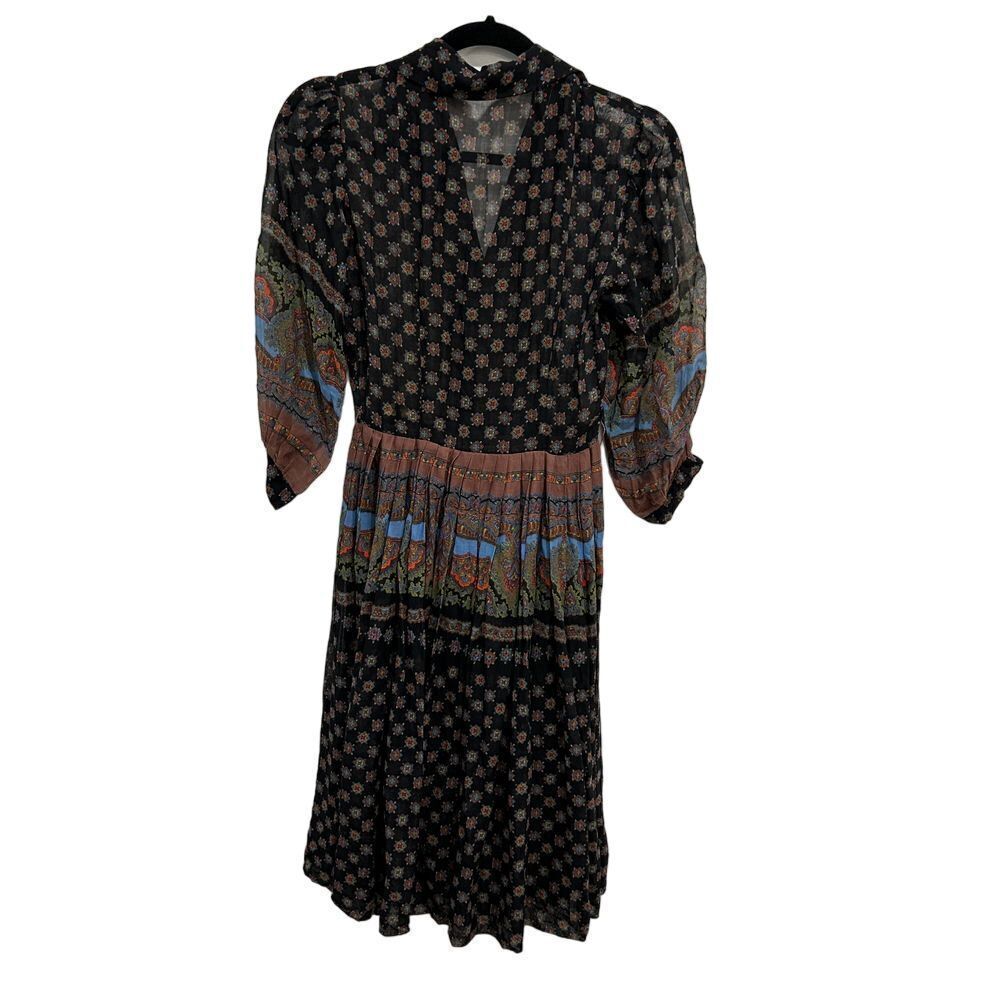 Charles Berg Dress Fairy Size XS Vintage Floral Print Button-Up Multi-Color