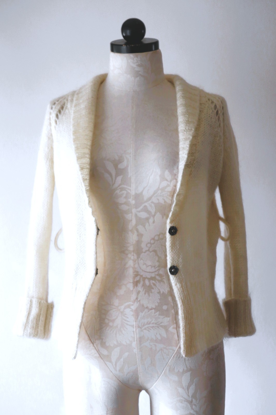 Y2K Isabel Marant Cream Fuzzy Mohair Romantic Cropped Cardigan Sweater Women XS
