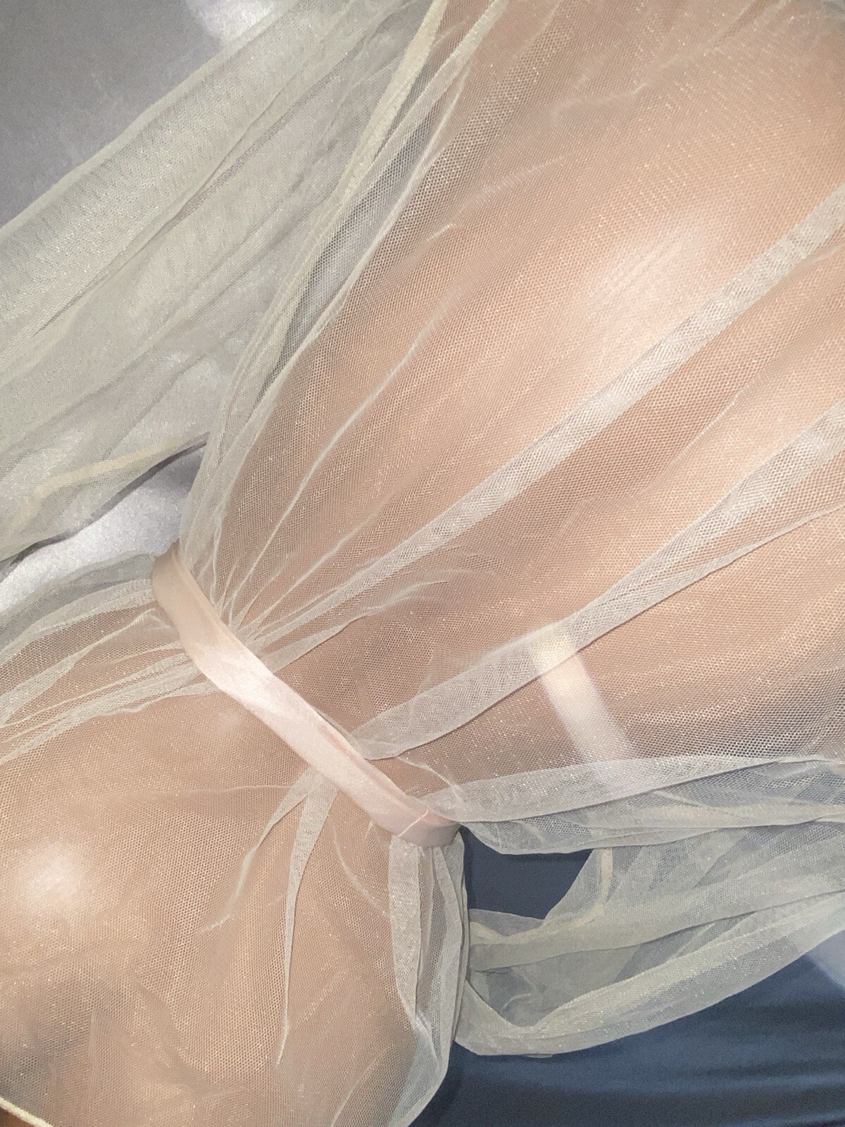 VTG SHEER Silky Nylon Mesh See Thru Sissy Poets Long WHIMSIGOTH Blouse OSFM