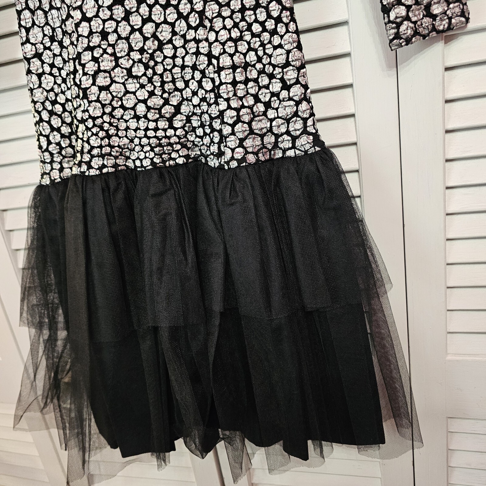 Vintage 1980s French Formal Prom Dress Black And Silver