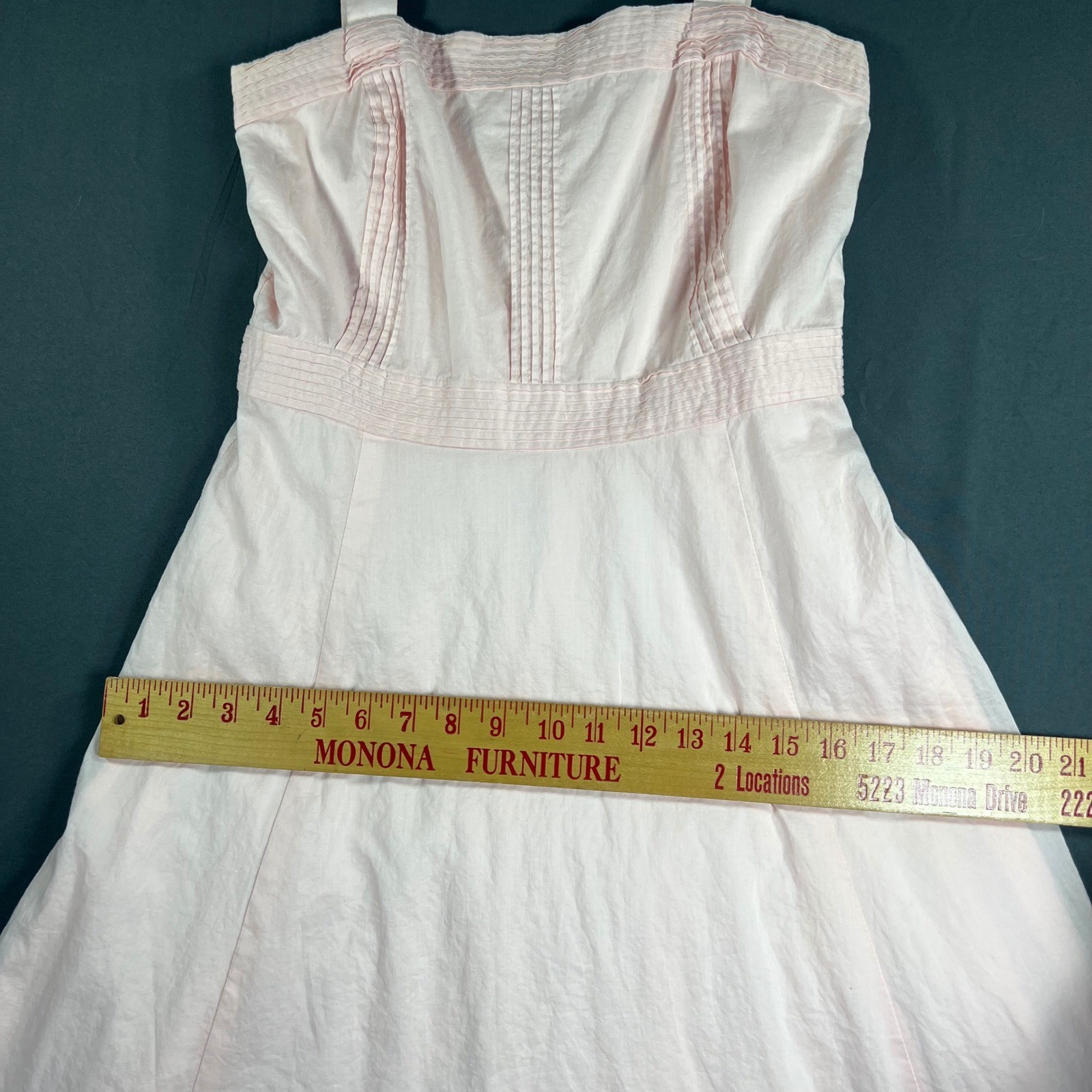 Yves Cossette Depeche Mode Vintage Pink Cotton Pintuck Midi Dress Womens 6