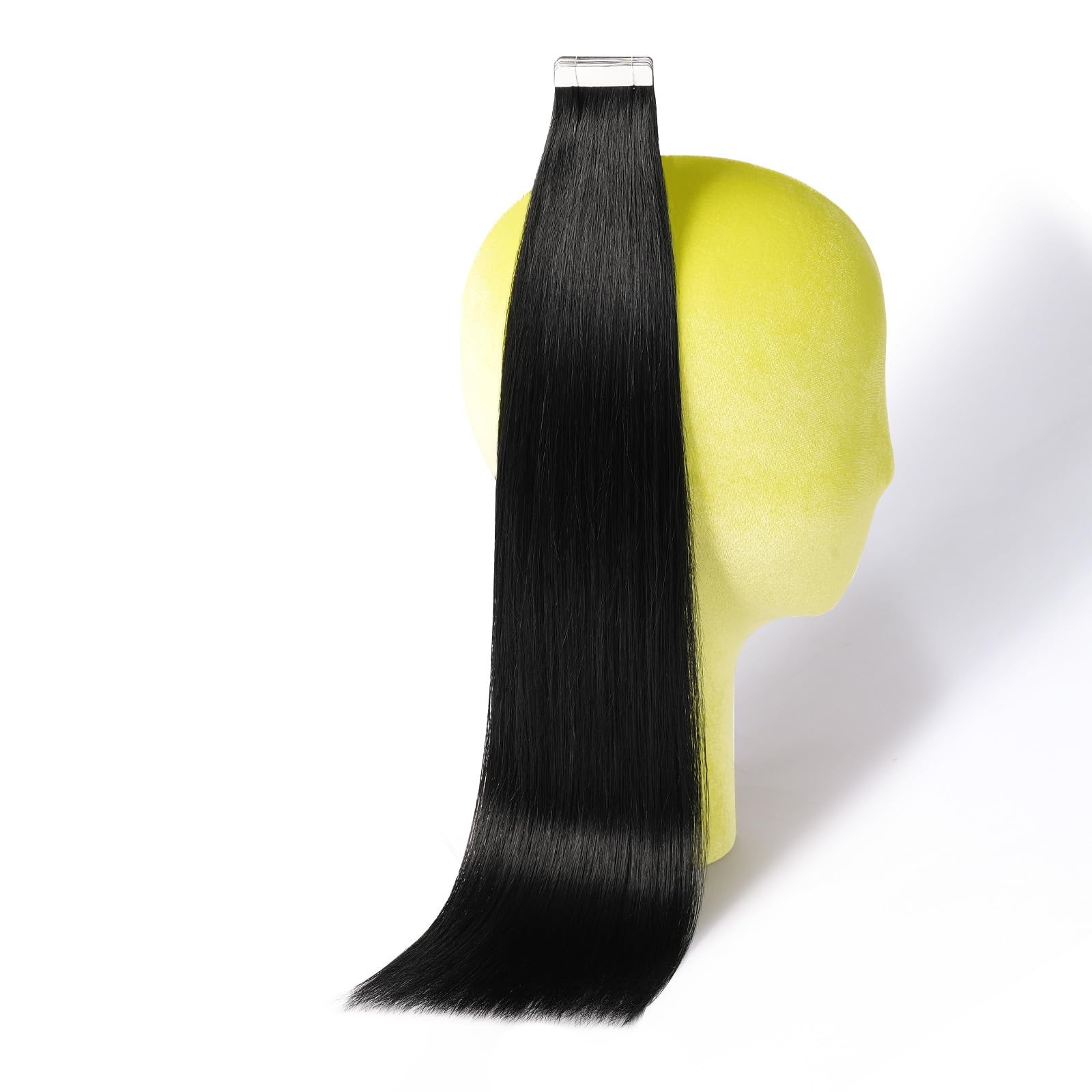 DNE 18″ Jet Black Remy Tape-In Human Hair Extensions 20pc/50g Straight