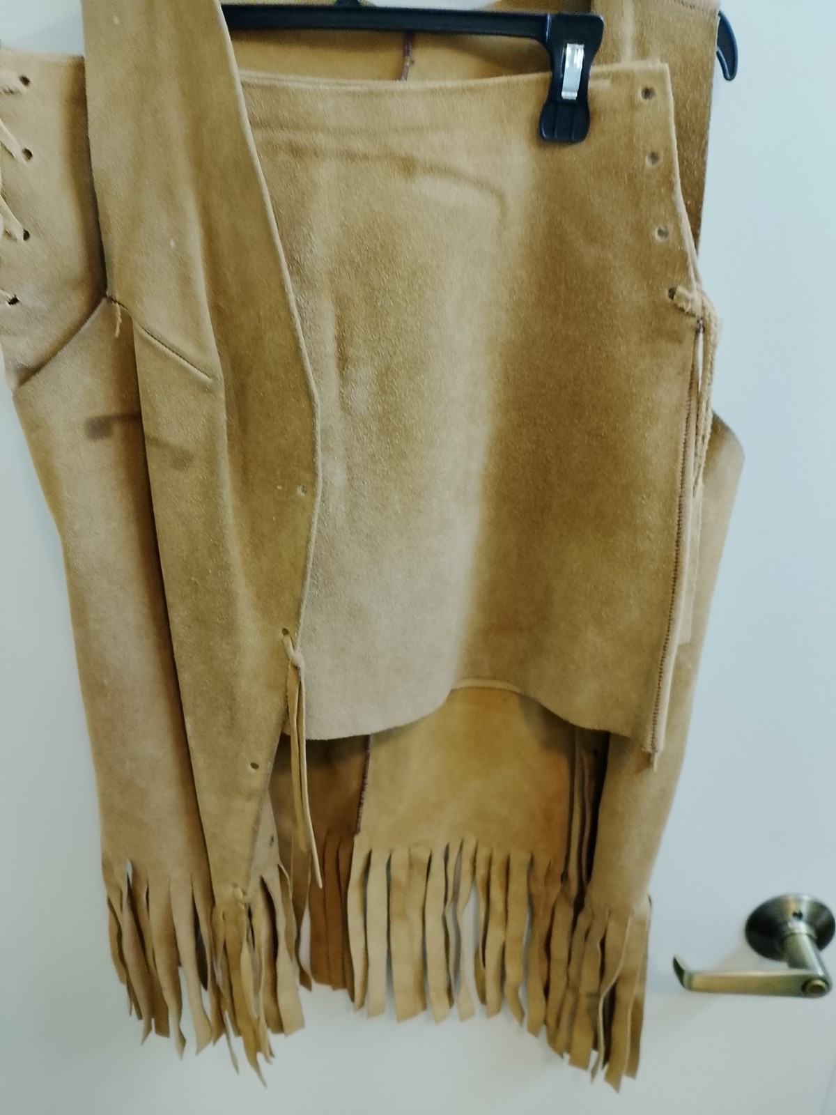Fringed Leather 2 piece mini skirt and vest. Hippie/Western/Indian See notes