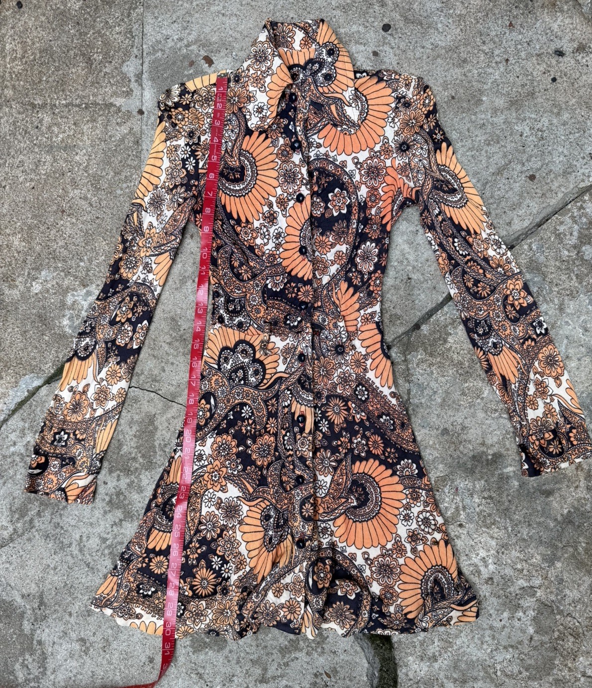 VTG 60s 70s Homemade floral Dress PETITE XXS