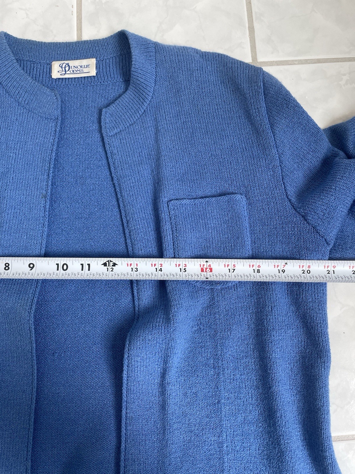 Vintage 1980s Dunollie Looms Knit Sweater Skirt Set Blue Size 12 Classic