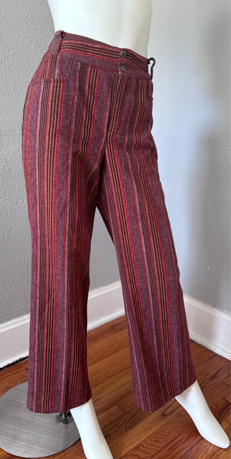 Vintage 70s Burgundy Retro Hippie Trousers Pants L/XL