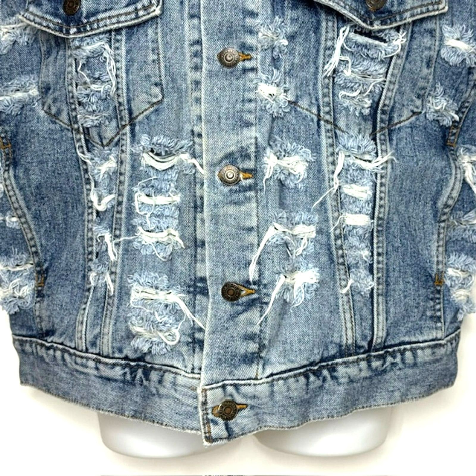 FURST OF A KIND FOAK VINTAGE UPCYCLE DENIM VEST AMERICAN FLAG SIZE XXL UNISEX