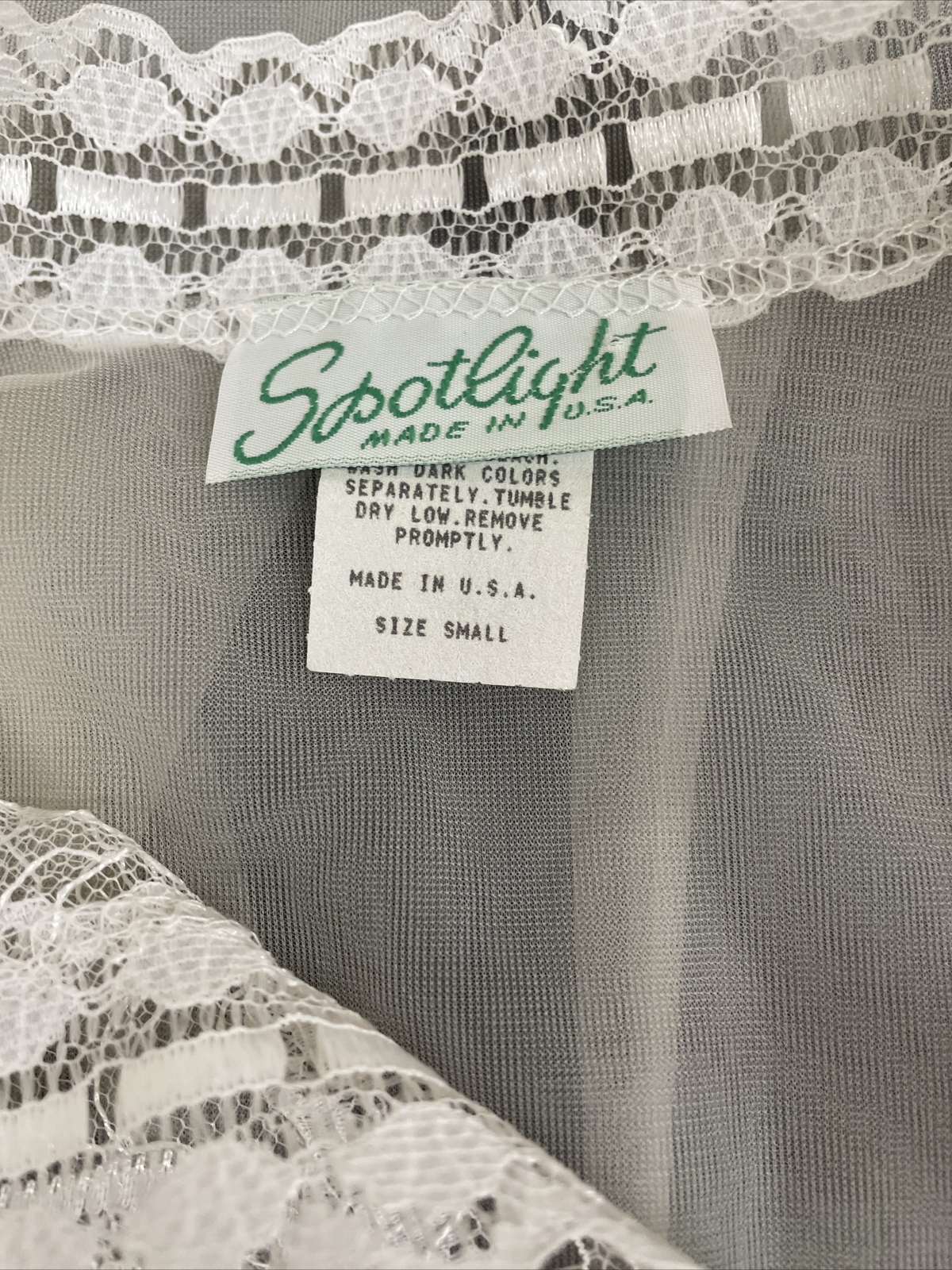 Vintage Spotlight Shimmering Ultra Sheer Chiffon Peignoir Robe Small Nylon Lace