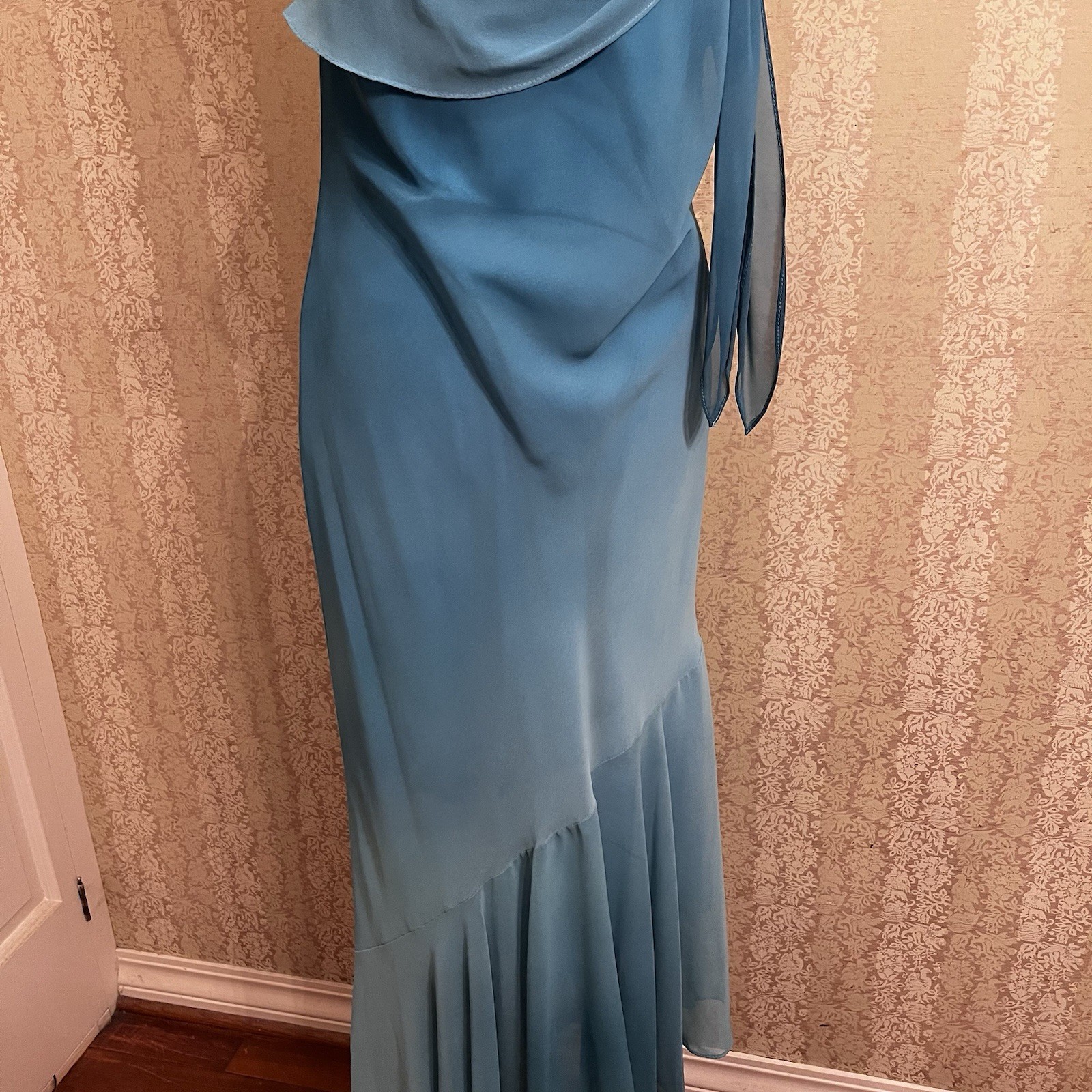 True Vintage Y2K Slip Dress Ombré BiasCut Cowl Neck Flutter Hem Fairy Grunge Lg