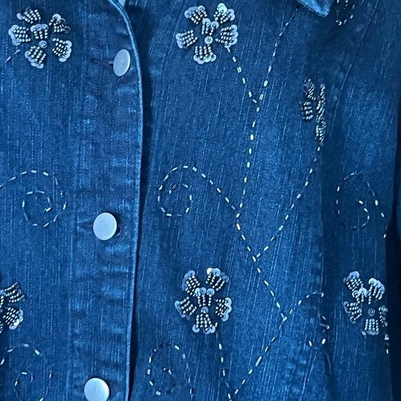 Beautiful FLASHBACK women’s blue denim beaded jacket – 2X