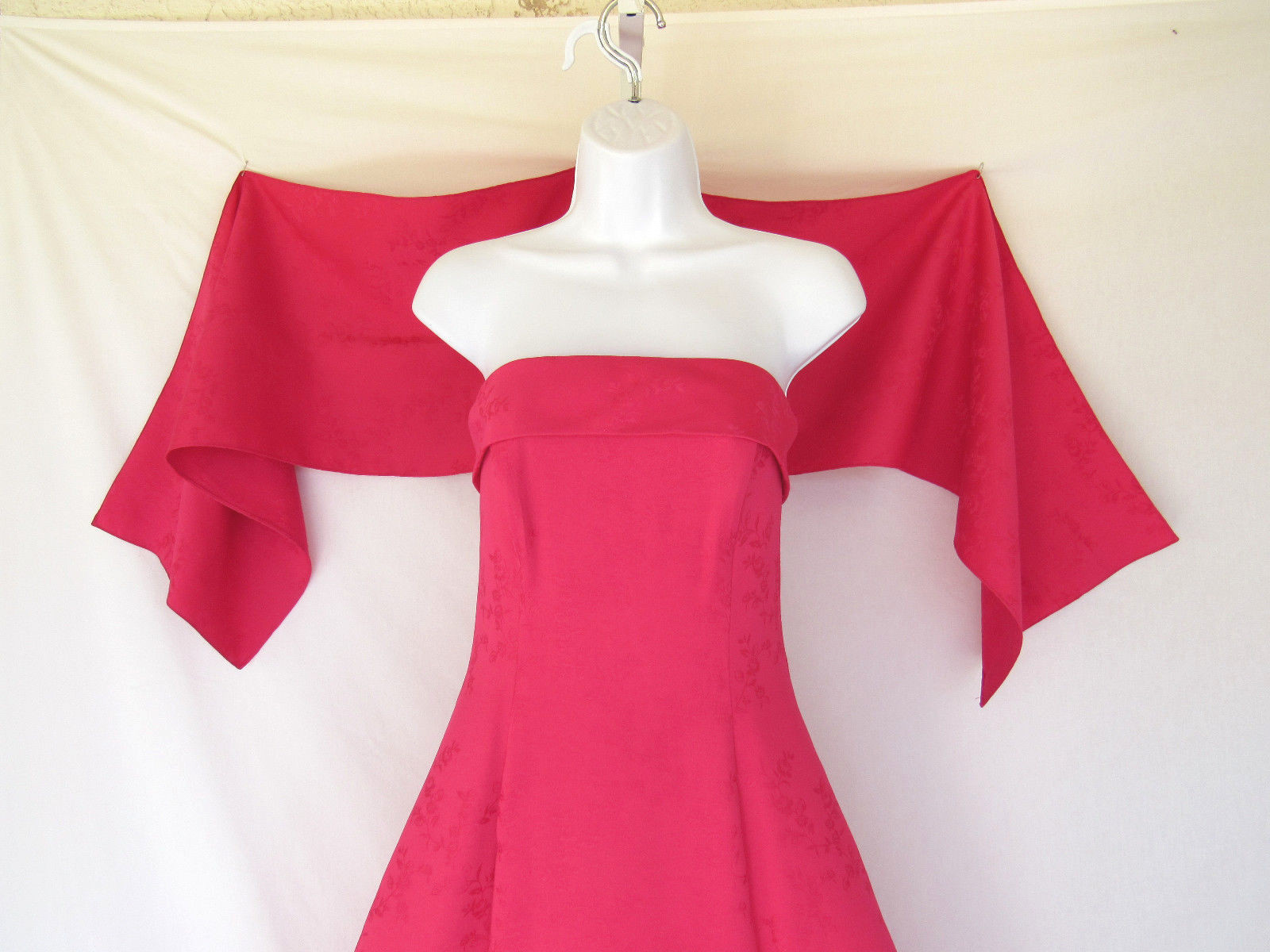 VINTAGE 1980s 90s ROBERTA COCKTAIL PROM DRESS MAGENTA PINK SHAWL FLOWERS