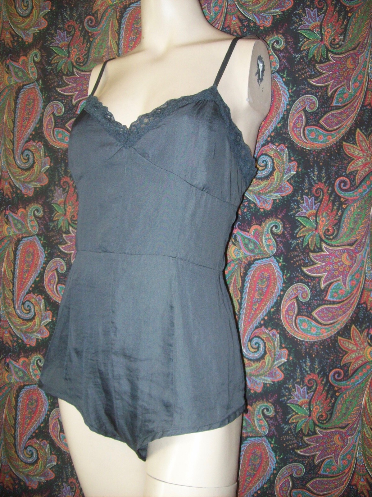 dRA Los Angeles Gray Jumpsuit Unitard Panty Teddy Romper Onesy M