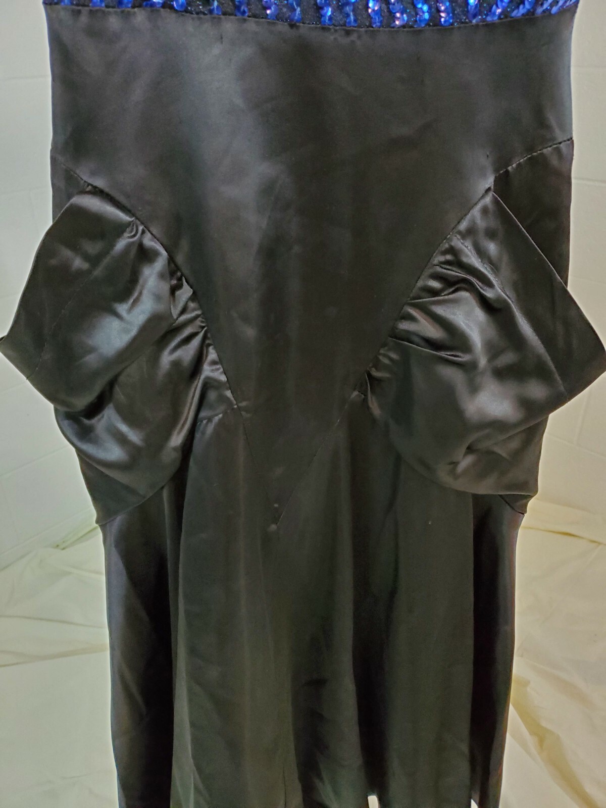 Diamond’s Run VTG 1980s Disco Party Satin Sequins Black Blue Dress Size 4