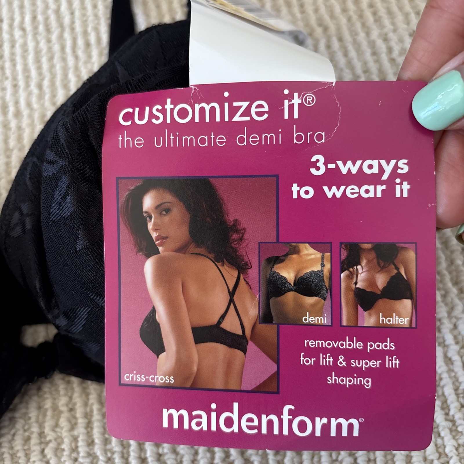 NWT MAIDENFORM FRONT CLOSE 8854 vintage Demi padded Customize It 34C push up