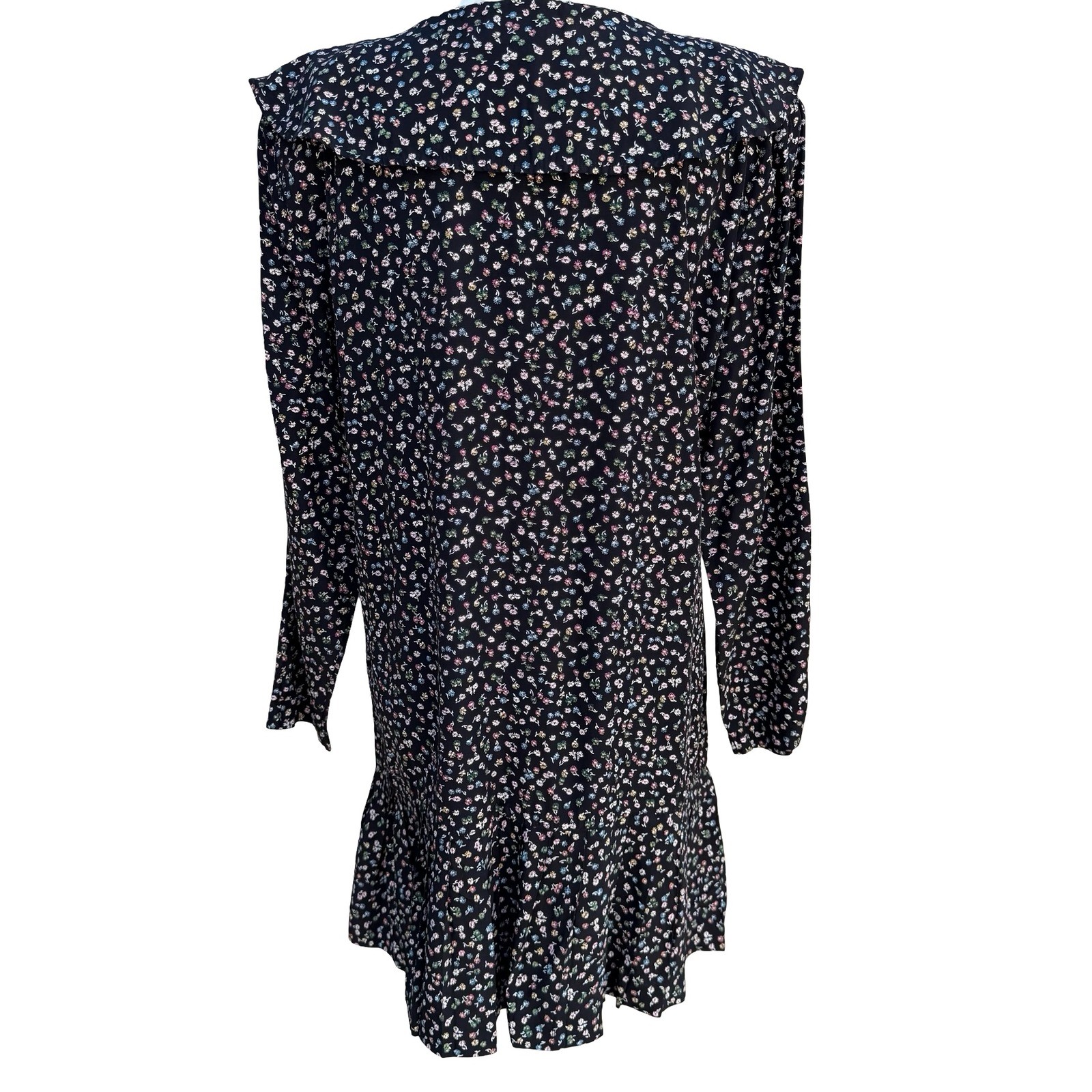 Rampage Vintage Black Ditsy Floral Drop Waist Mini Dress 90s Goth Grunge Size 11