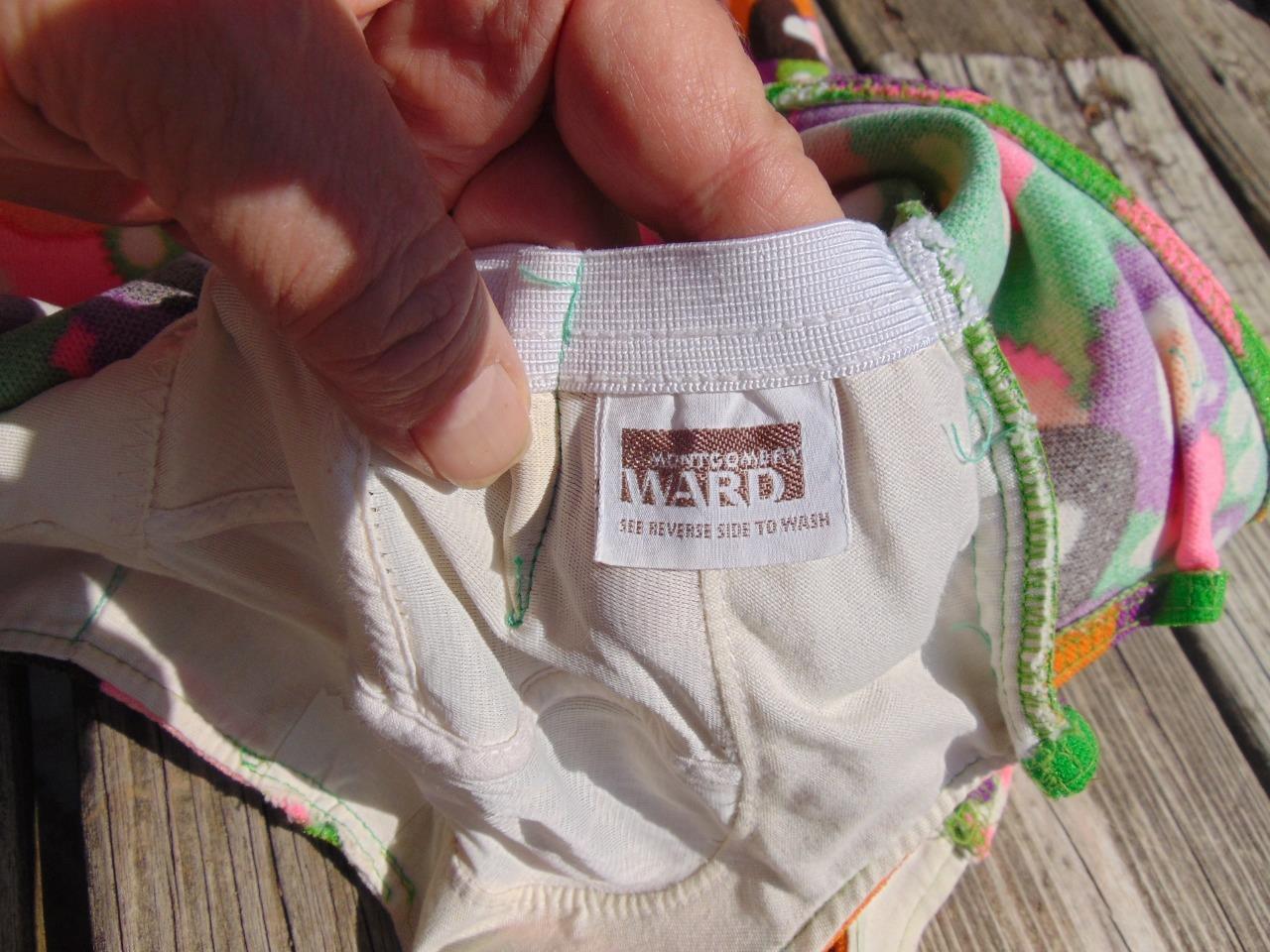 VTG 70S MONTGOMERY WARD Lime Green PSYCHEDELIC Skirted Play Suit Swim Suit