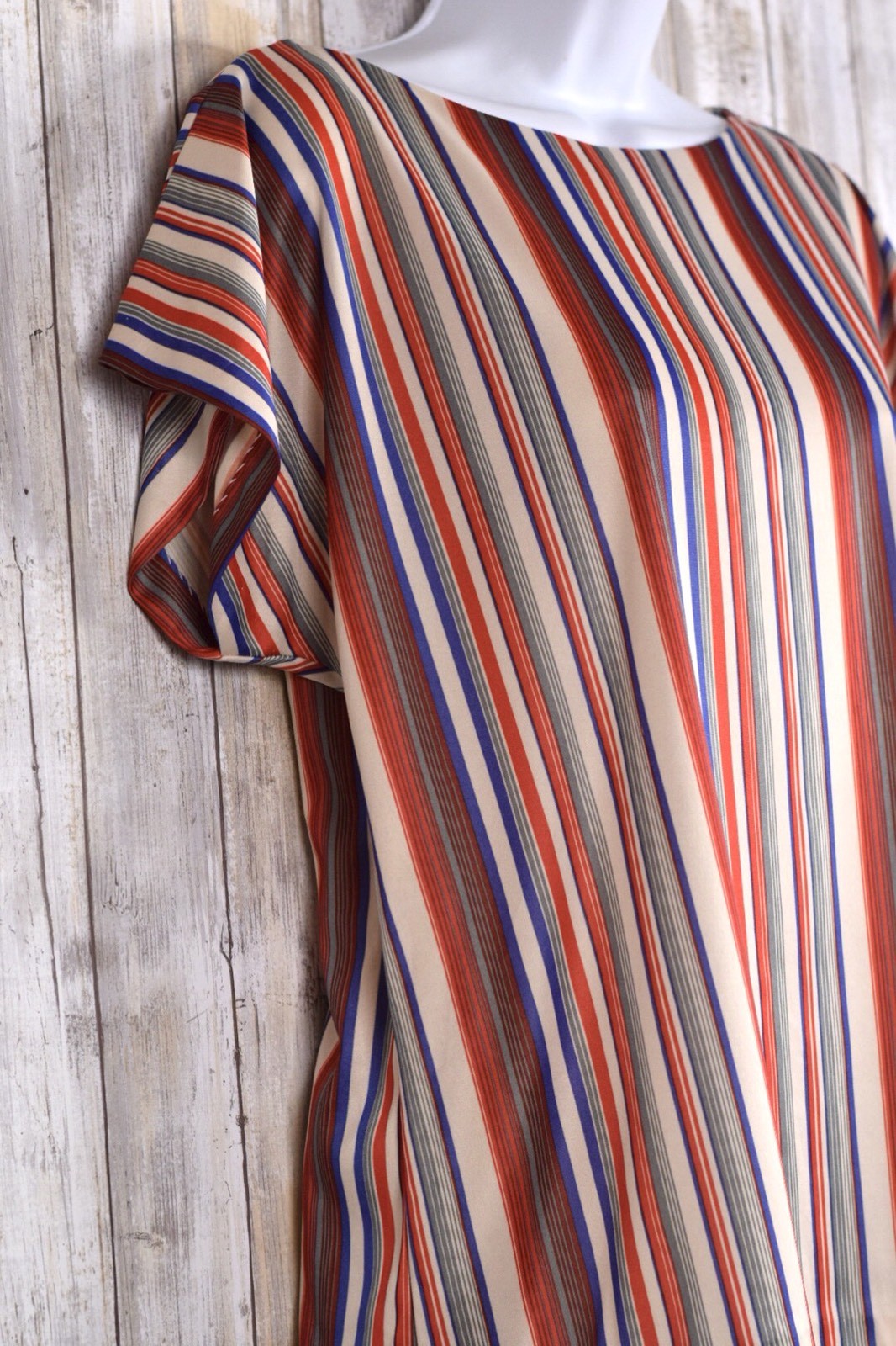 Vintage Rhoda Lee Short Sleeve Multi Color Stripe Shirt Size 12