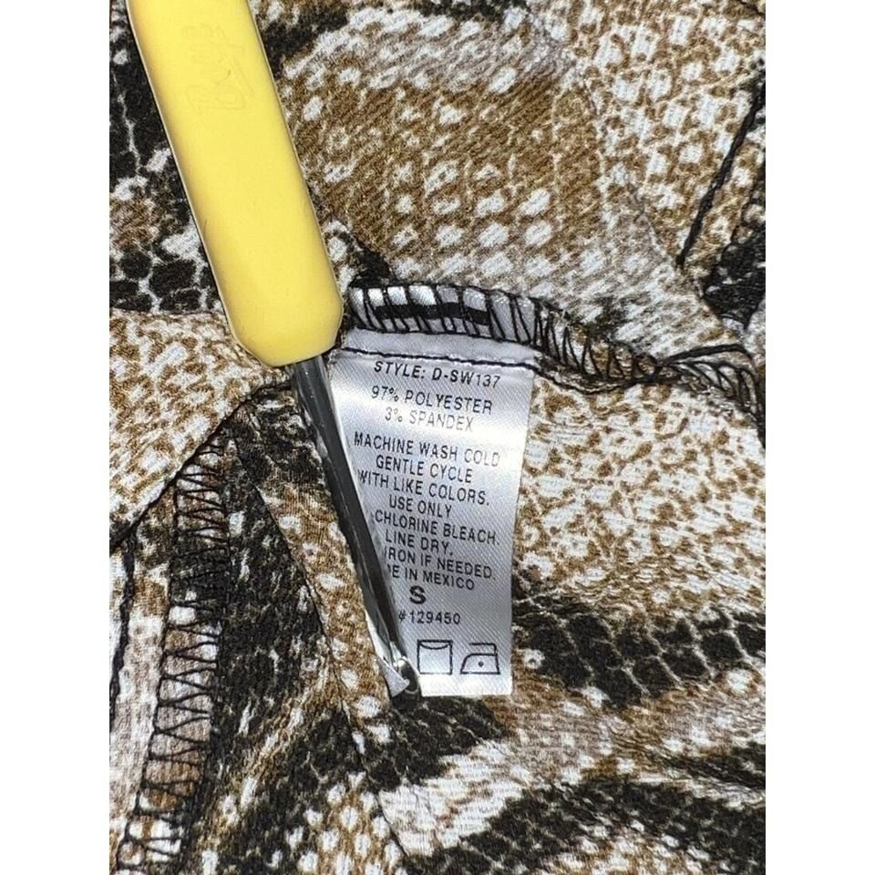 Como Vintage Womens Snakeskin Print Wrap Midi Skirt Brown Tan Small D-SW137