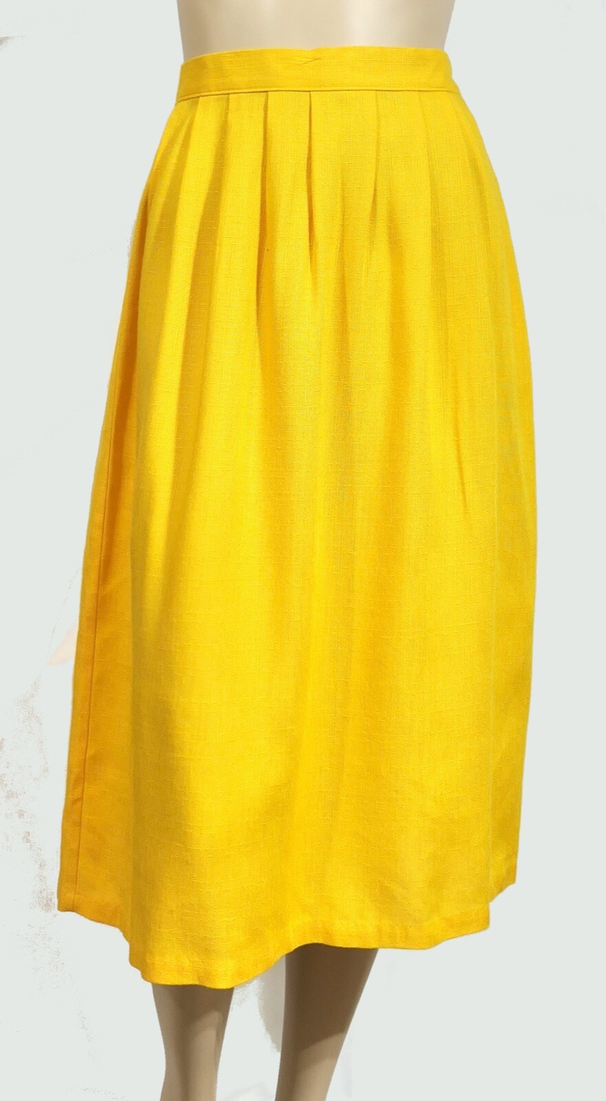 Vintage Russ Yellow Goldenrod Linen Texture Skirt 70s 80s M