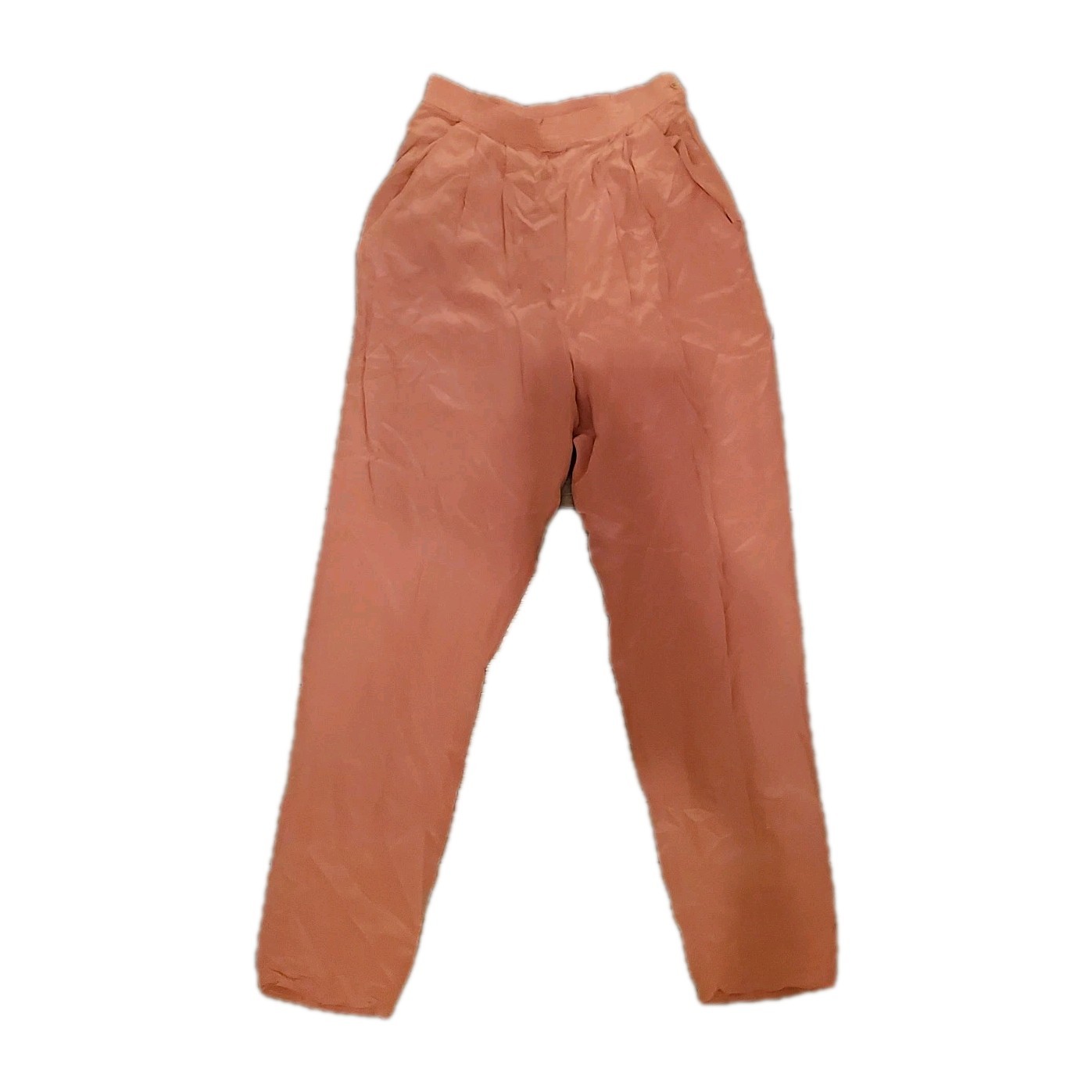 Vintage Royal Silk Brown Silk Pants Womens 4 High Rise Straight Minimalist 1990s