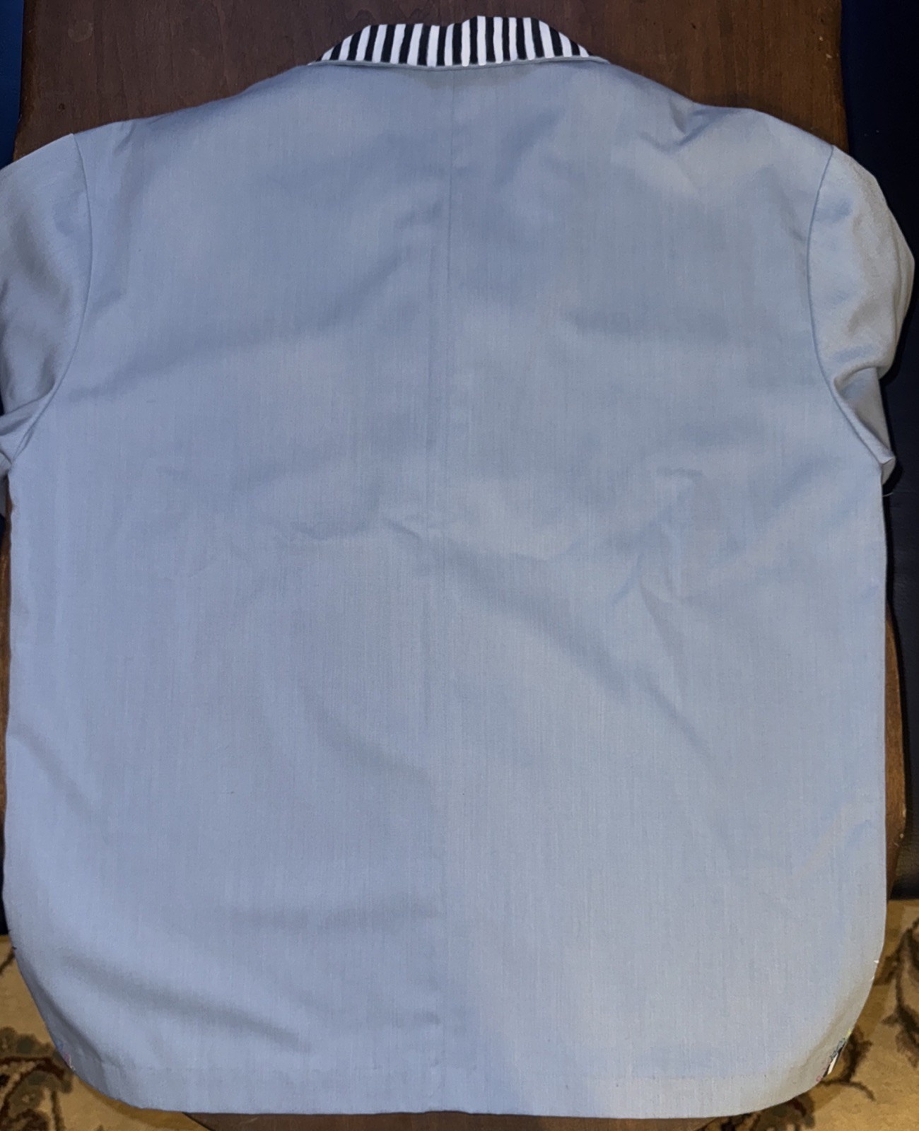 Vintage Esprit Hand painted Baby Blue Unisex Blazer, Sz Small, Folk Art