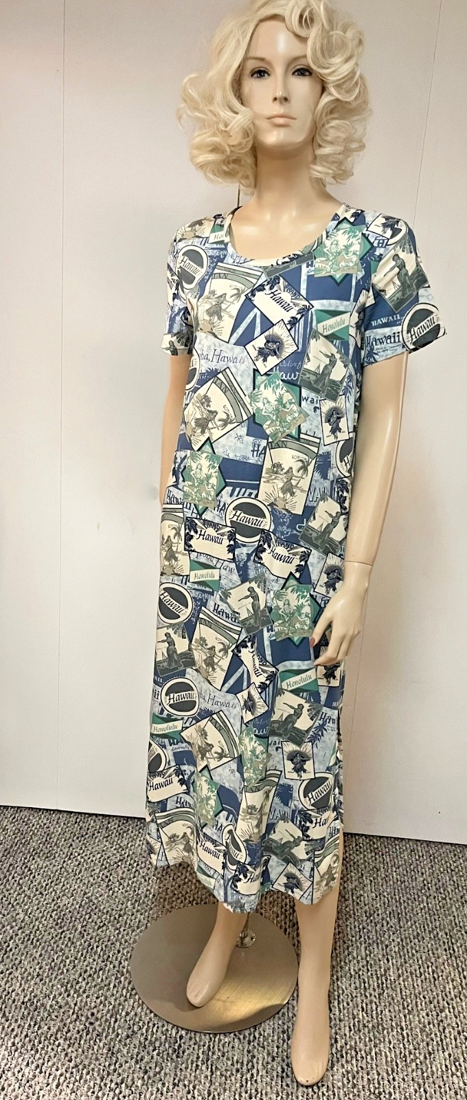 Vintage 1960s Hilo Hattie Hawaiian Cotton Muu Muu Dress Small Bust to 38