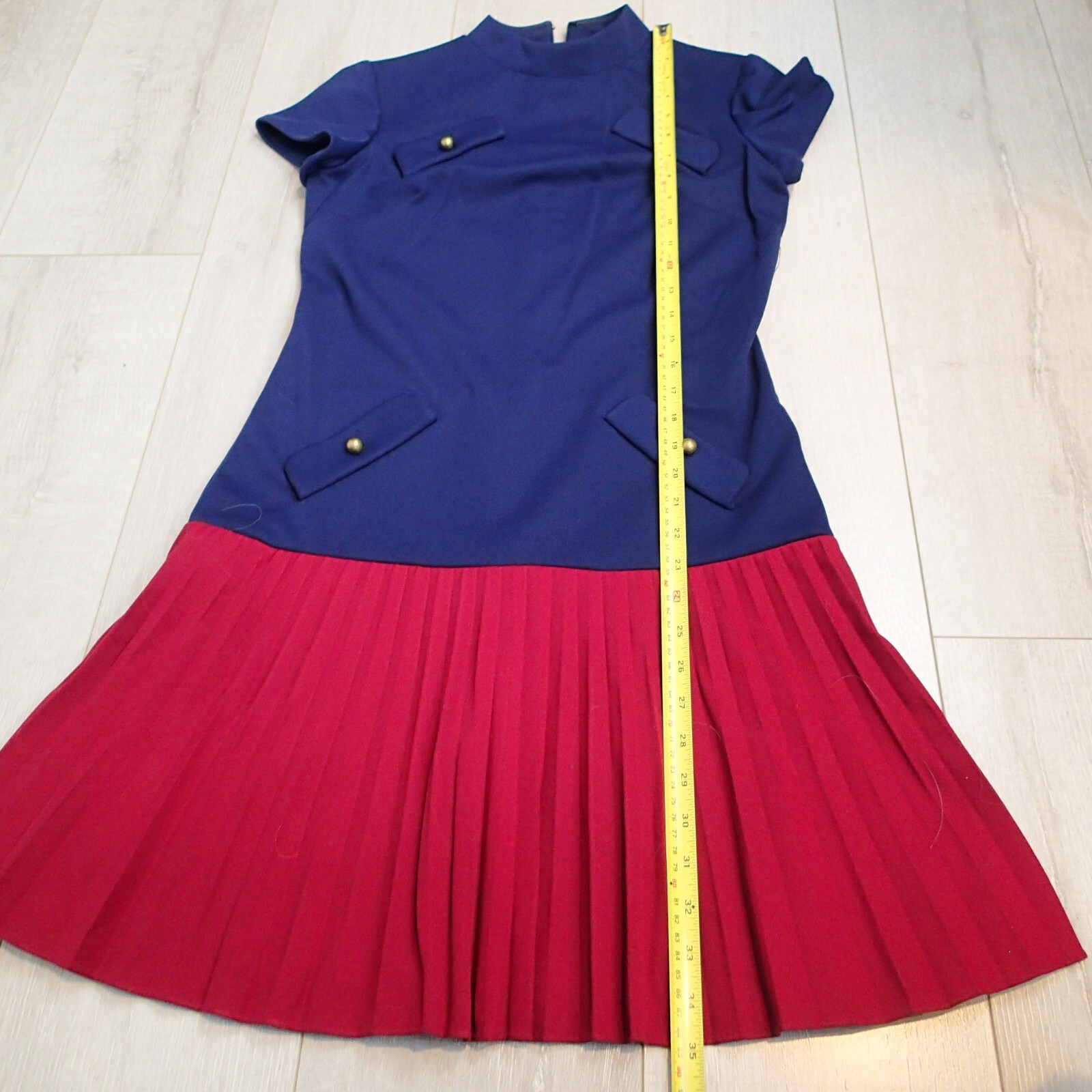 John Norman vtg Blue maroon dark red pleated Pleated Dress 1950s sz 8 S/m ?