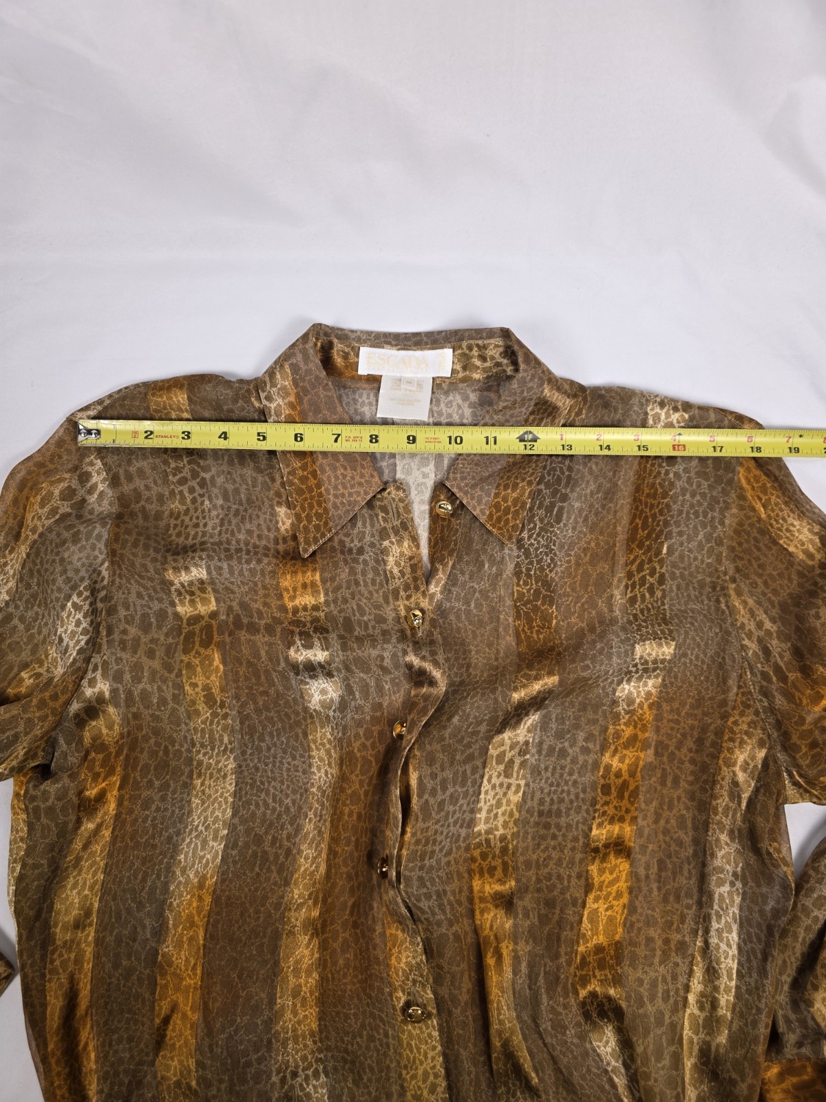 Luxury Escada Leopard Print Vintage 100% Silk Blouse Size 38 Pre-owned Exelent
