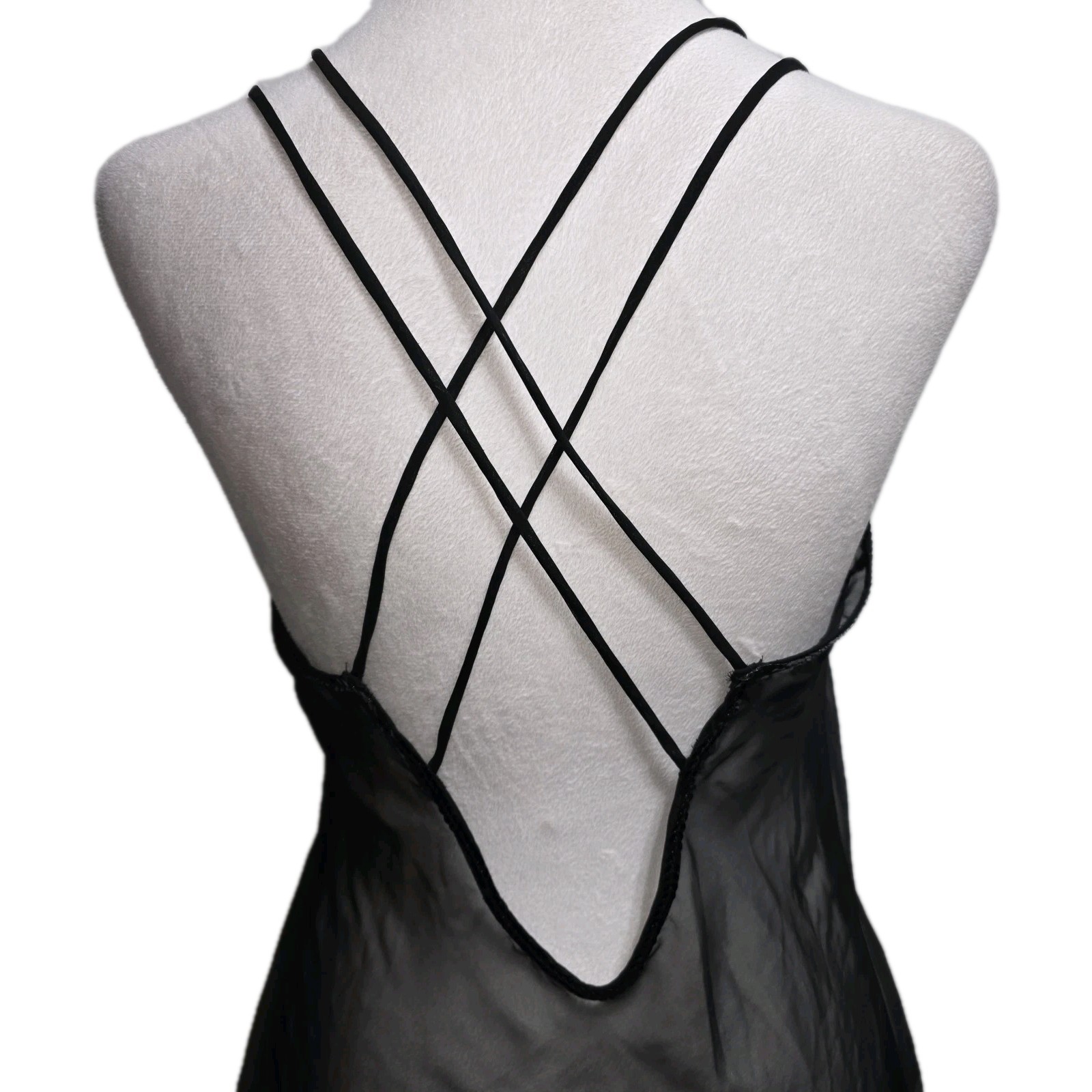 Vintage Frederick’s Hollywood Black Sheer Lace Babydoll Slip Dress Mesh Y2K S