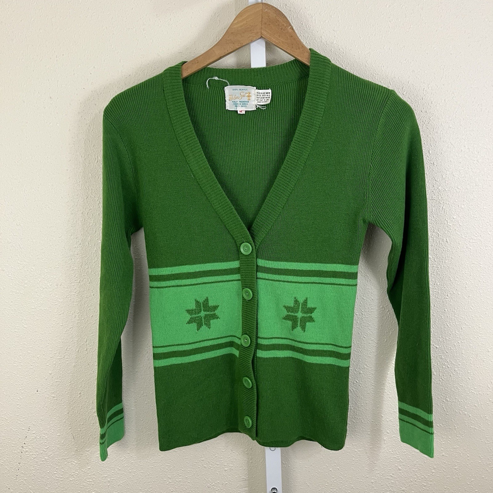 Vintage Helen Sue Knit Button Cardigan Sweater Womens M Medium Retro 70s Mod