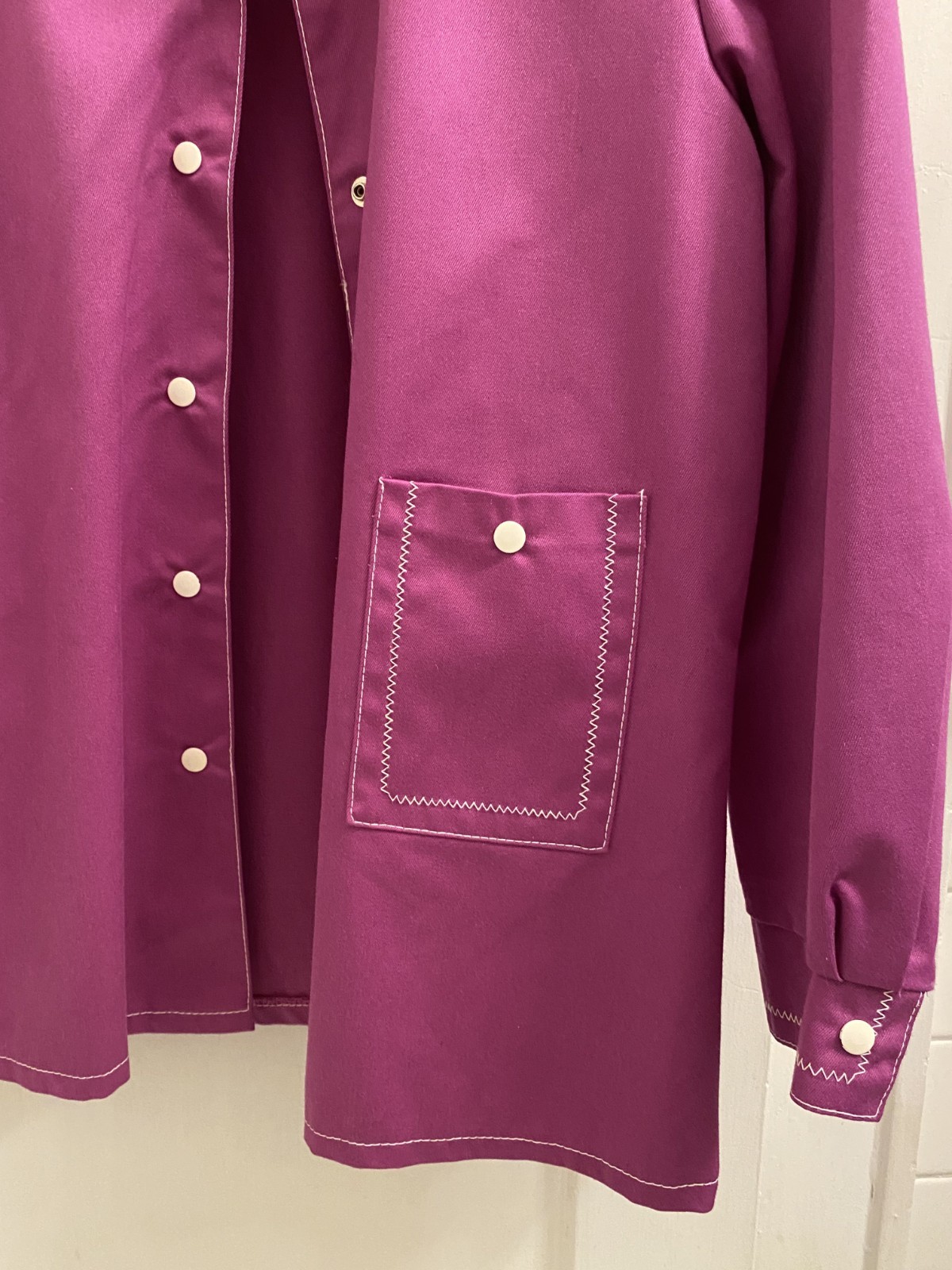 VTG 1970’s Purple Denim Chore Jacket with Zigzag stitching Size M