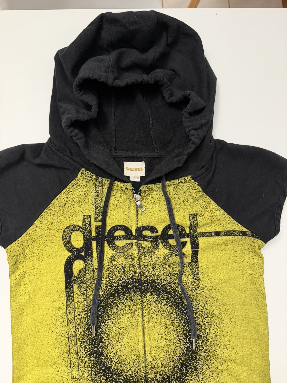 vintage 90s Diesel women’s Sleeveless Hoodie Dress Yellow & Black Gradient – CS