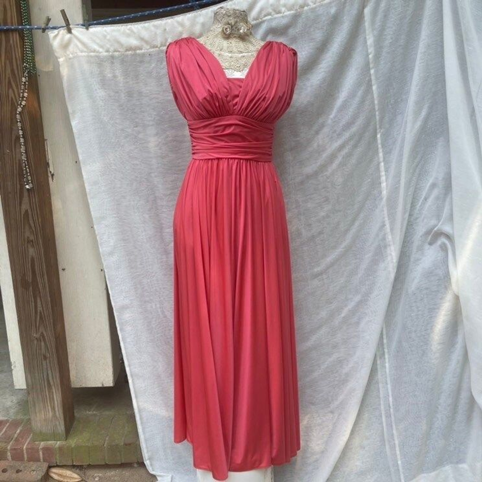 1970s Marita by Anthony Muto Coral Pink Gown S