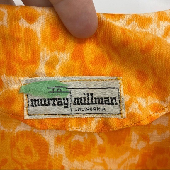 Vintage 50’s Murray Millman swing dress orange midi Sz XS cutout bow back