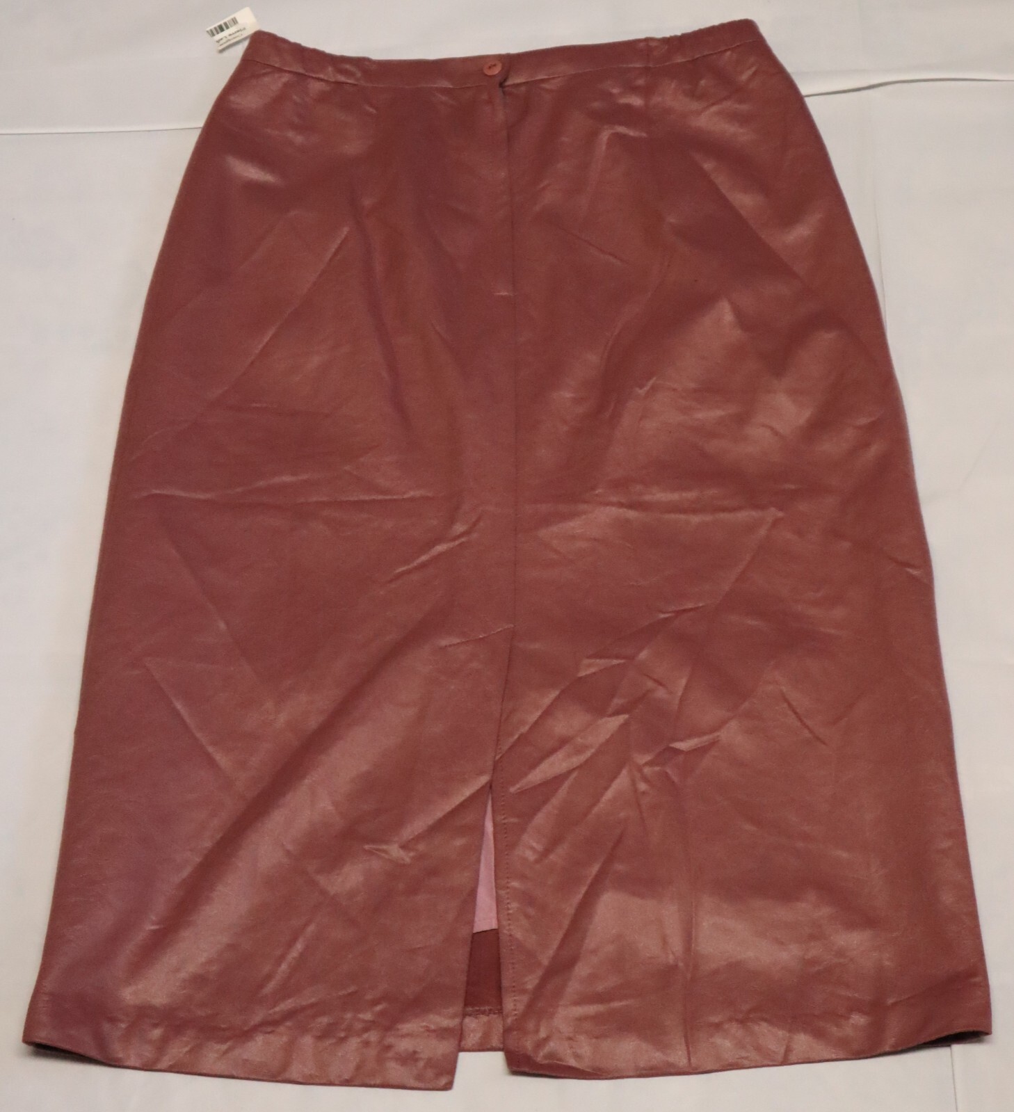 Vintage 1980s PIERRE LAMONTE old pink faux leather skirt 32W x 30L (USA) NWT