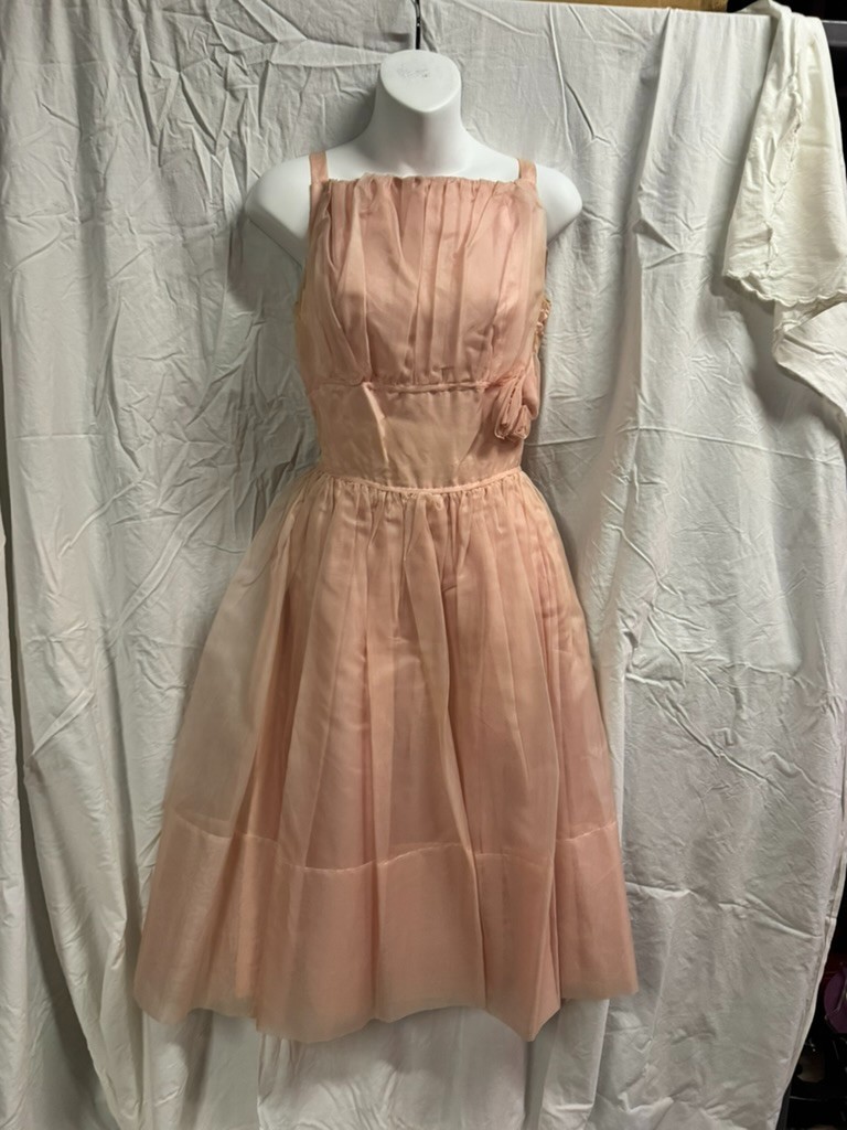 1950’s Flared Tulle Pink Dress by Gay Gibson